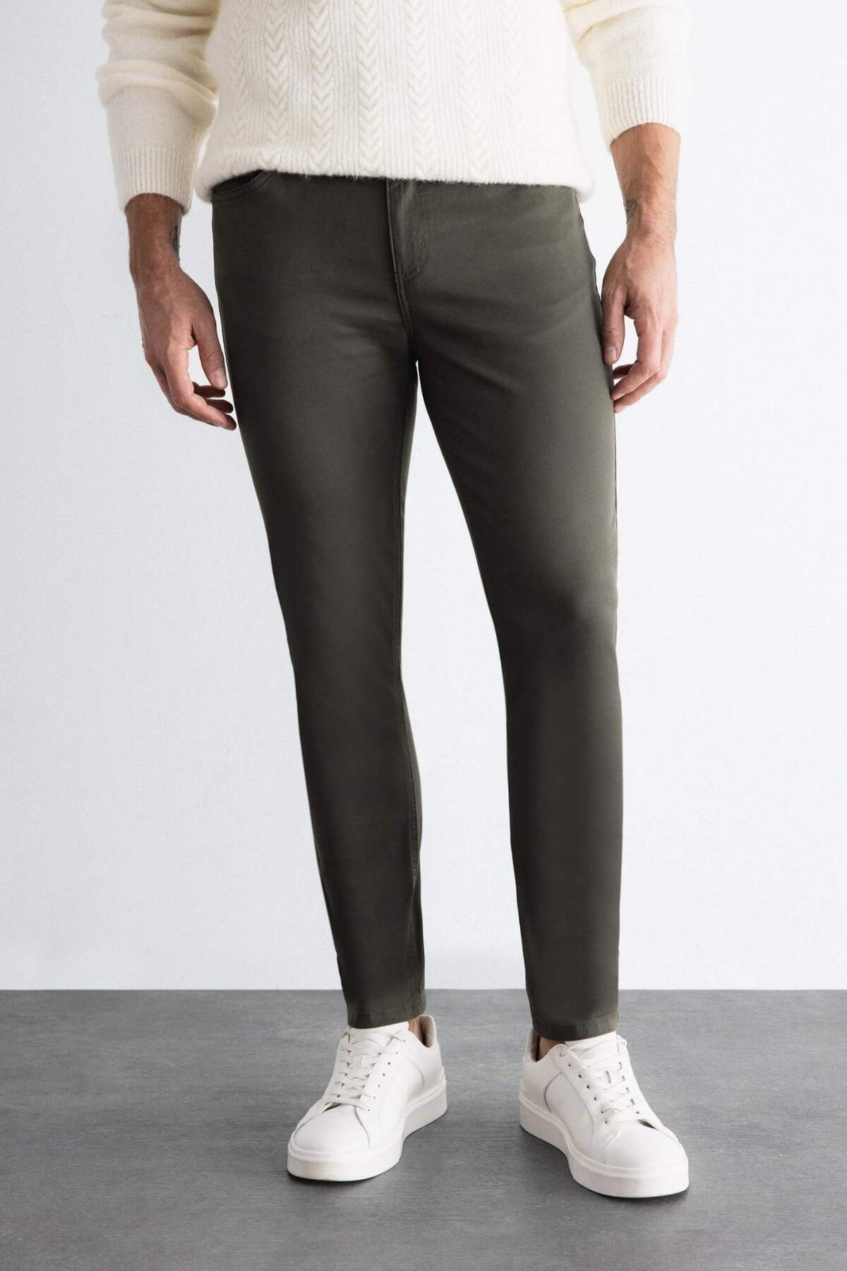 Chino Kanvas Pantolon Slim Fit Dar Kesim Pamuklu Esnek Dar Paça C9441AX24AU — خاکی TYC65989DF06B5BD10 — تصویر 3 از 8