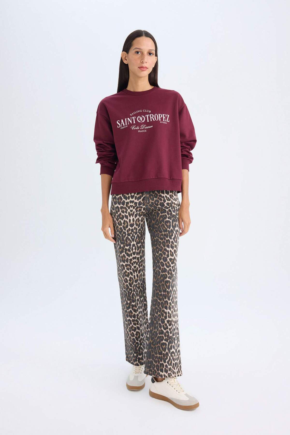 Defacto  Regular Fit Bisiklet Yaka Baskılı İnce Sweatshirt D5930AX24AU - Görsel 2