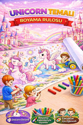 Haydi Dekor Unicorn Tek Boynuzlu At Sihirli ve Masalsı Unicorn Dünyası Boyama...