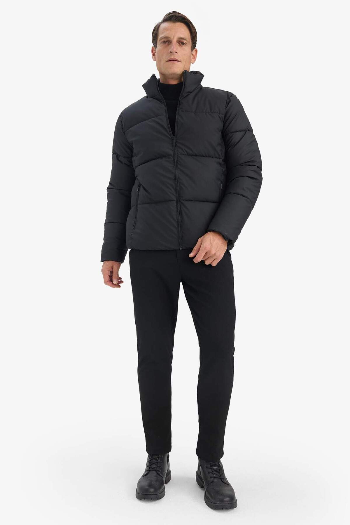 Defacto  Su İtici Slim Fit Dar Kesim Dik Yaka Astarlı Fermuarlı Rüzgar Geçirmez Şişme Mont C5631AX24WN - Görsel 2