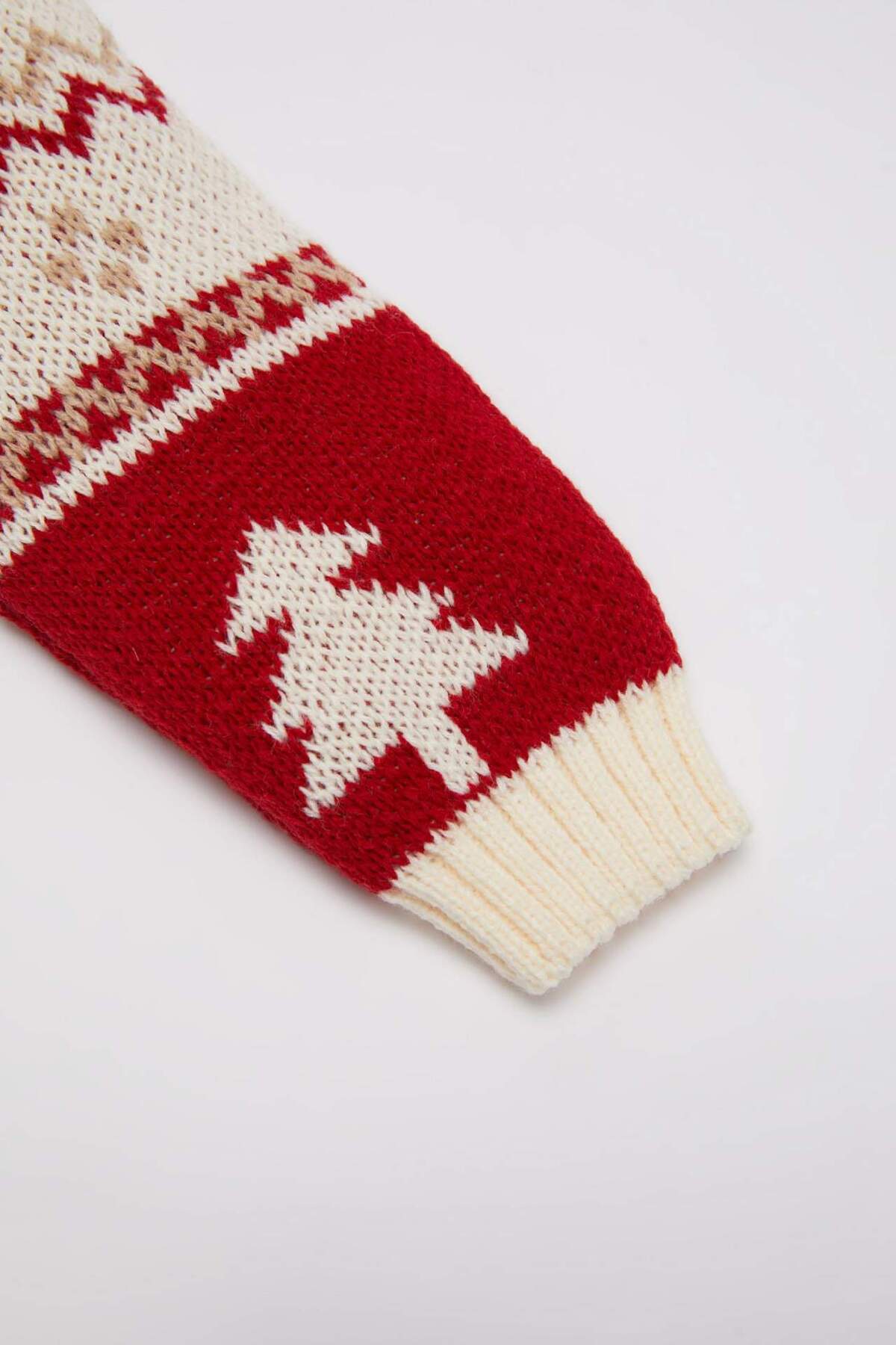 Defacto Kız Bebek Bej Bisiklet Yaka Yılbaşı Temalı Triko Kazak fotoğrafı 4 (önizleme)