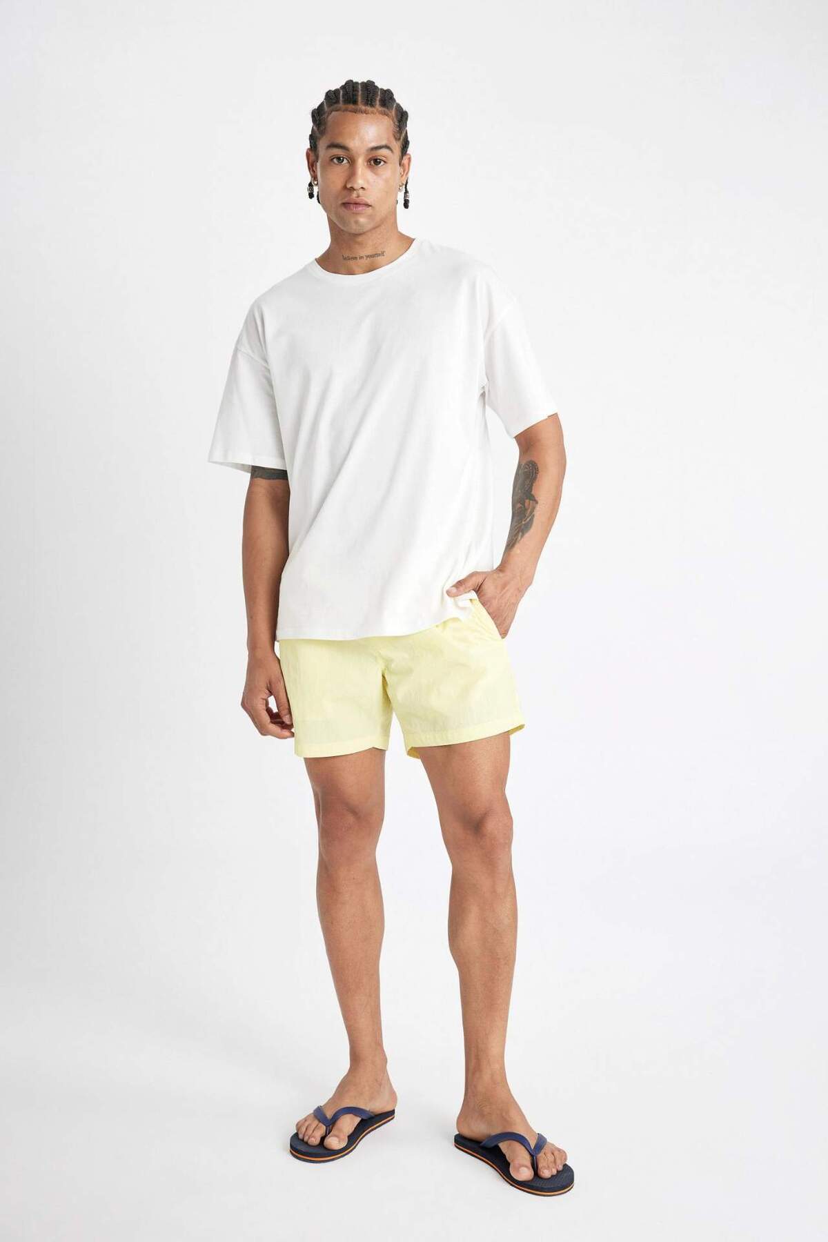 Defacto Basic File Lined Flexible Textured Short Length Swim Shorts B7227Ax24Hs