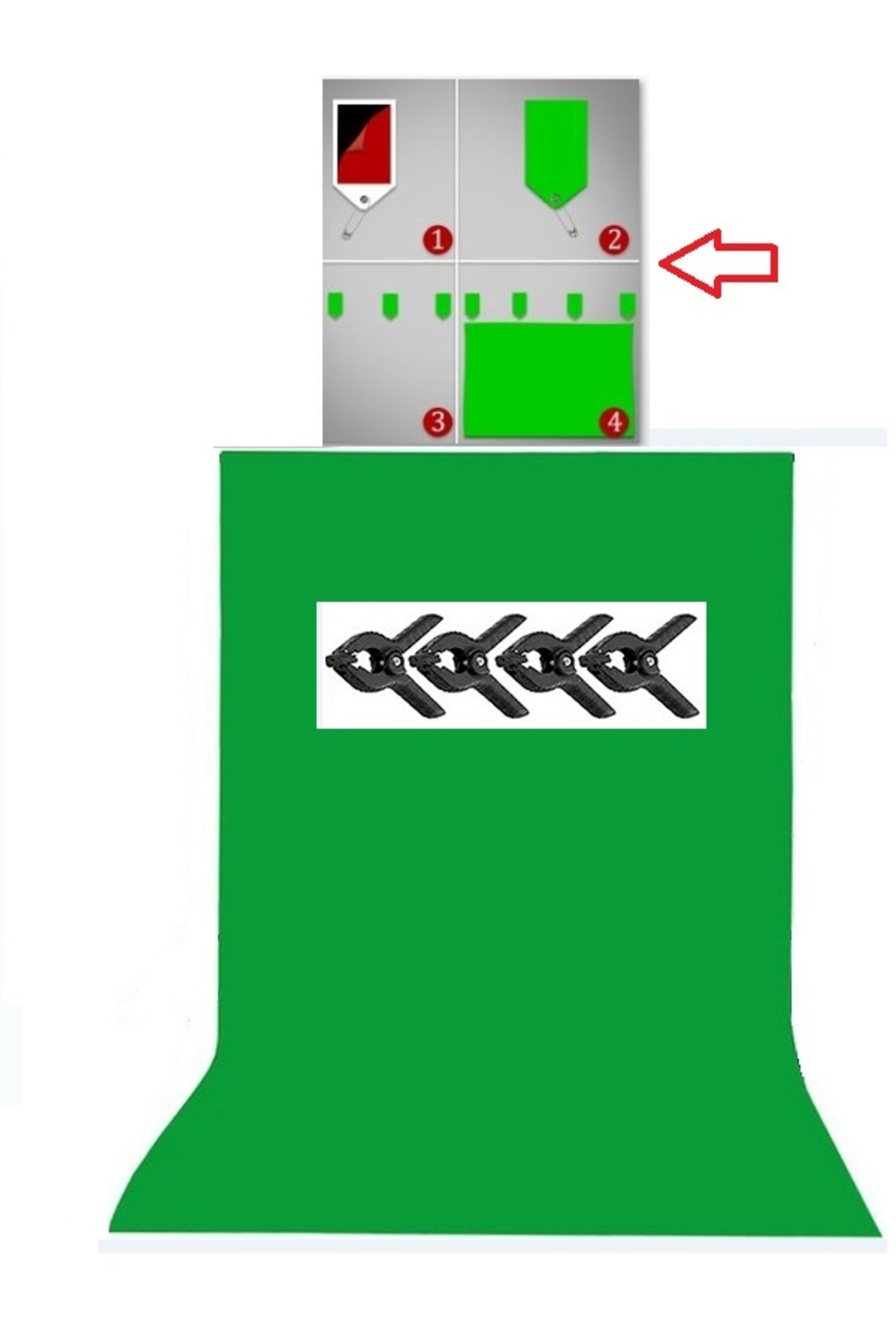 (2x3 M) Chromakey-green Screen- Greenbox Yeşil Fon Perde- % 100 Pamuk