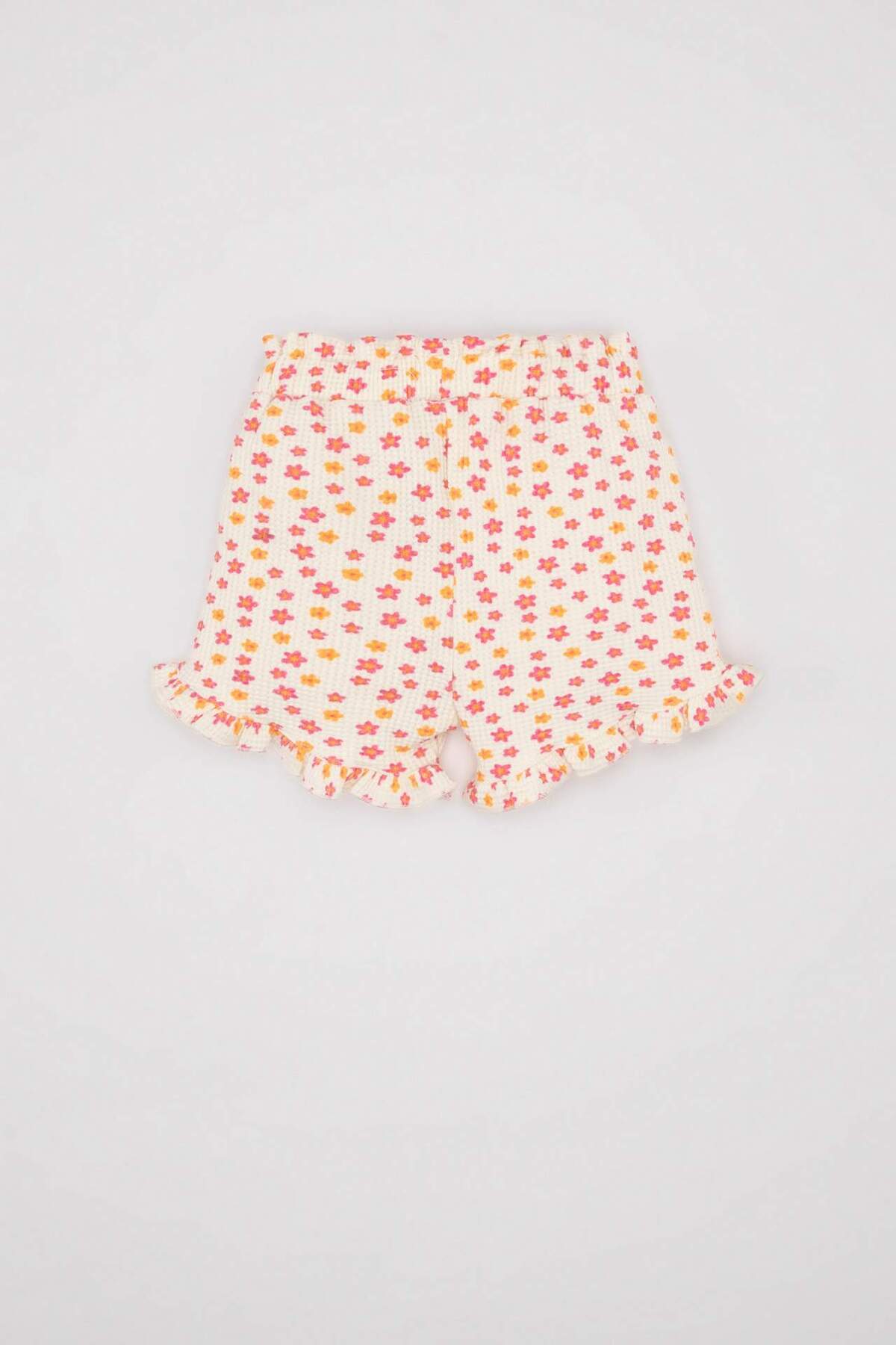 Defacto Kız Bebek Çiçekli Waffle Şort D4351A524SM fotoğrafı 4 (önizleme)