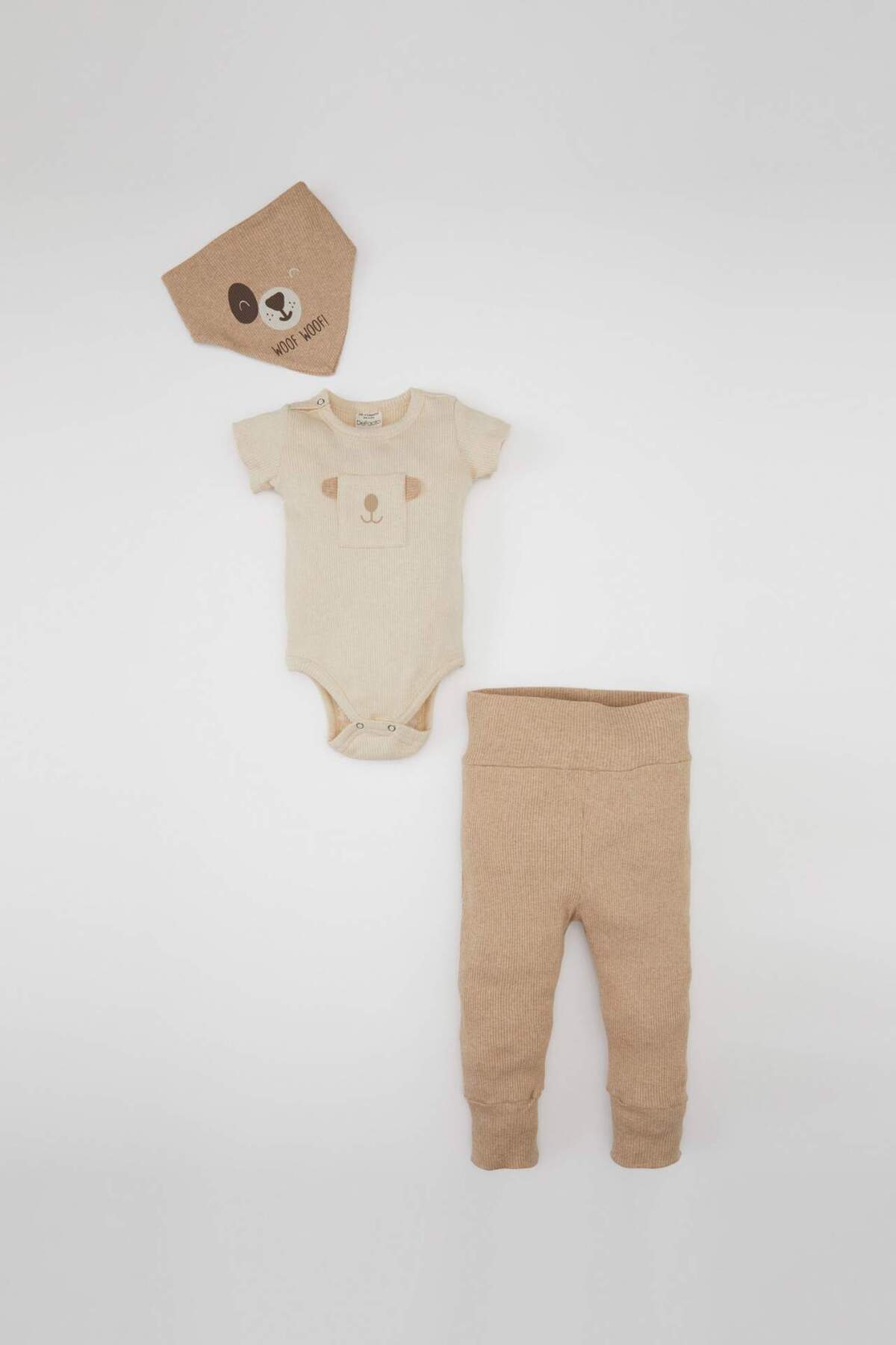 Defacto Erkek Bebek 3lü Takım Fitilli Kaşkorse Çıtçıtlı Kısa Kollu Body Alt Fular C5081A524SM fotoğrafı 3 (önizleme)