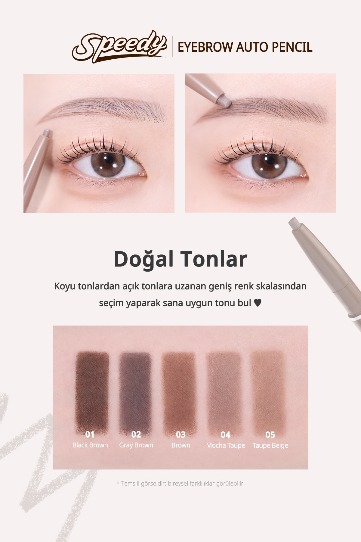 Doğal Görünüm Sunan Asansörlü Kaş Kalemi Speedy Eyebrow Auto Pencil (05 Taupe Beige) — بژ 6235 — تصویر 4 از 9