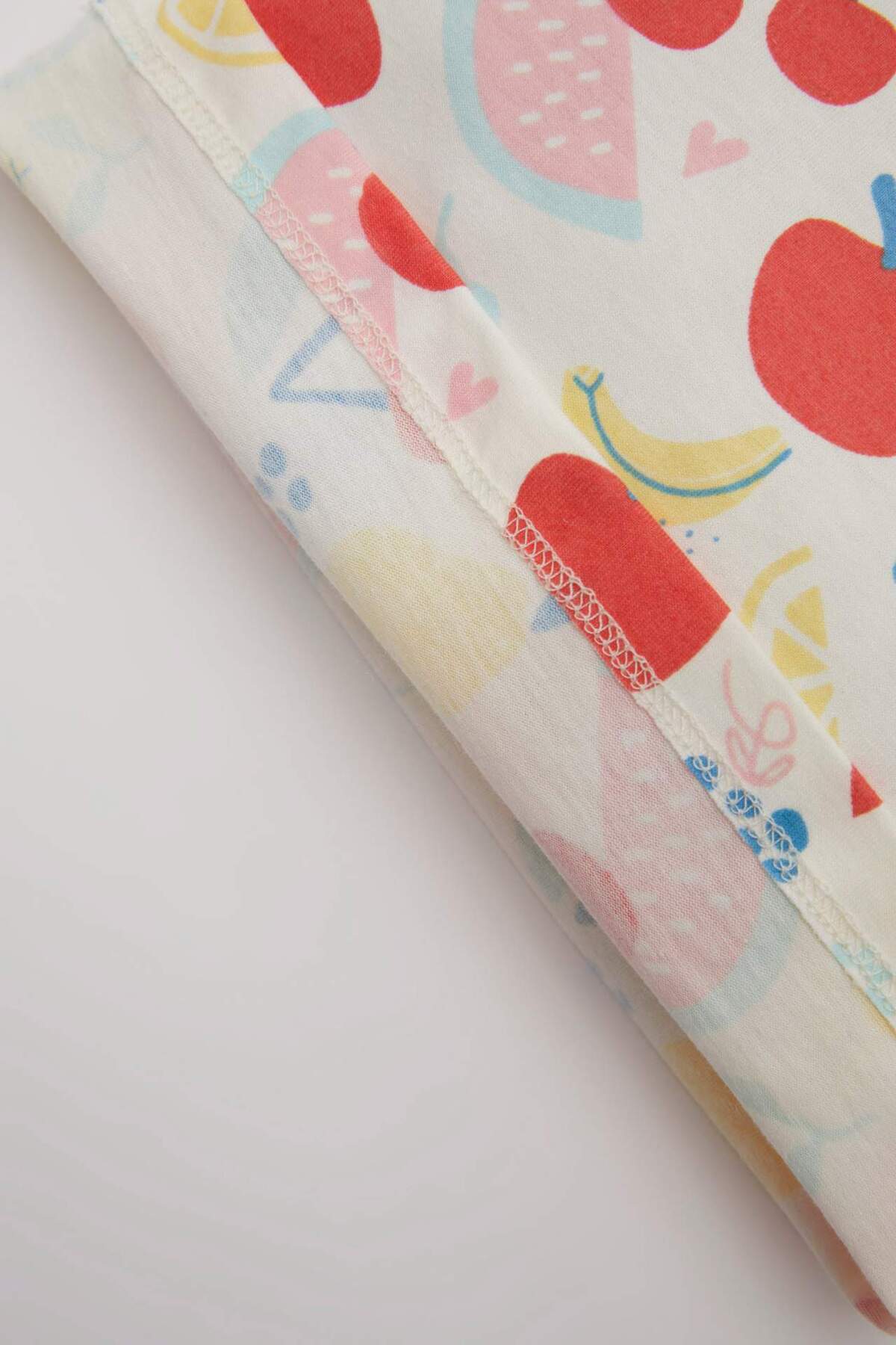 Defacto Zarf Yaka Meyve Desenli Penye 2'li Kısa Kollu Tişört Kız Bebek Yenidoğan C9541A524HS fotoğrafı 3 (önizleme)