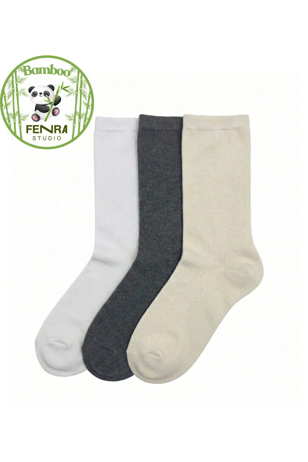 WOMEN 'S 3-PIECE NATURAL BAMBOO SOCKET SOCKS GRAY CREAM WHITE
