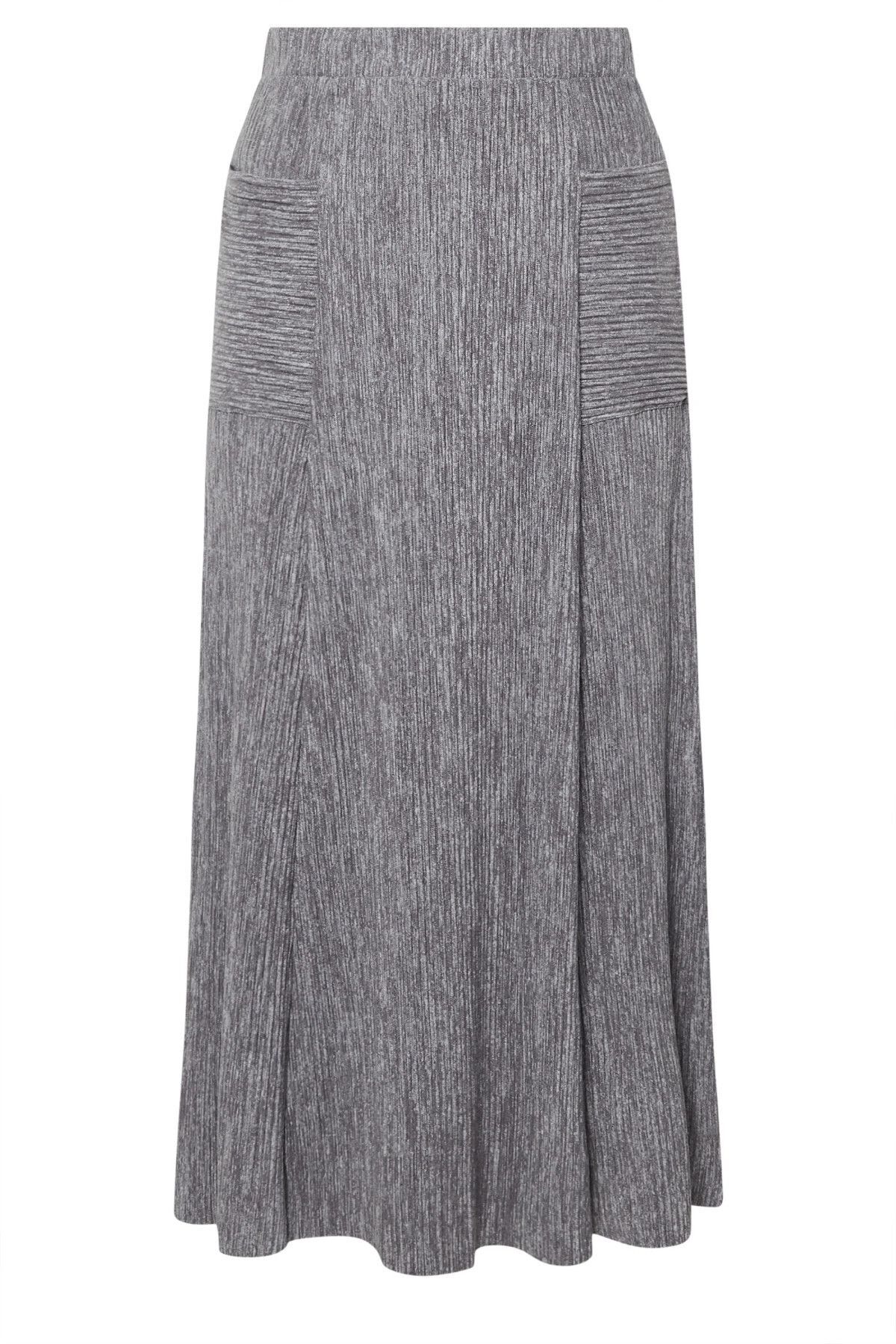 Stil Diva  Büyük Beden Pileli Beli Lastikli Önden Cepli Fitilli Maxi Etek 303899 - Görsel 6