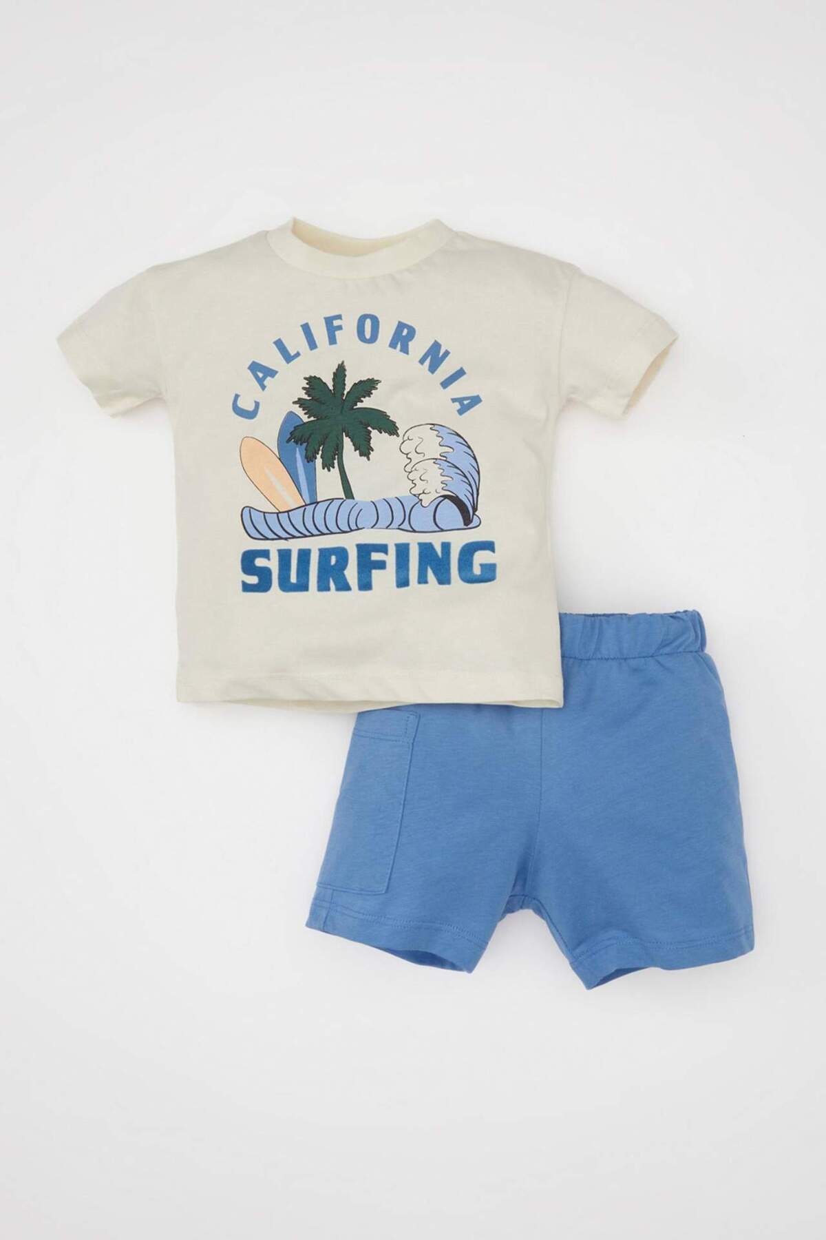 Defacto Erkek Bebek 2li Takım Bisiklet Yaka Baskılı Kısa Kollu Tişört Şort C9197A524SM fotoğrafı 4 (önizleme)