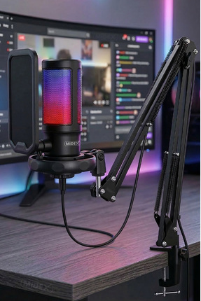 Midex V6 RGB Set USB Oyuncu ve Yayıncı Mikrofonu Condenser Stüdyo
