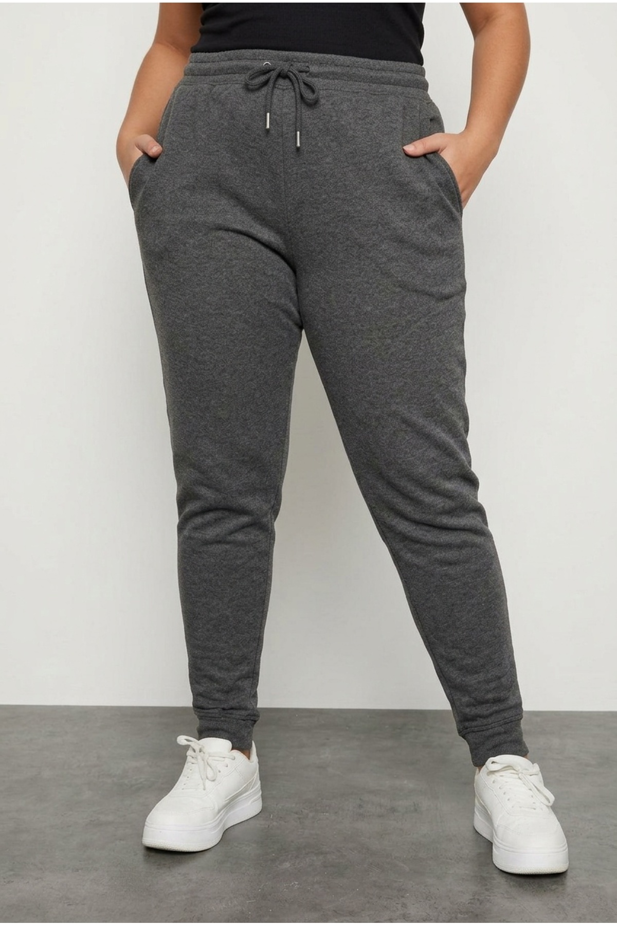 Stil Diva  Büyük Beden Beli Ve Paçası Lastikli Dar Paça Jogger Eşofman Altı 302755 - Görsel 4