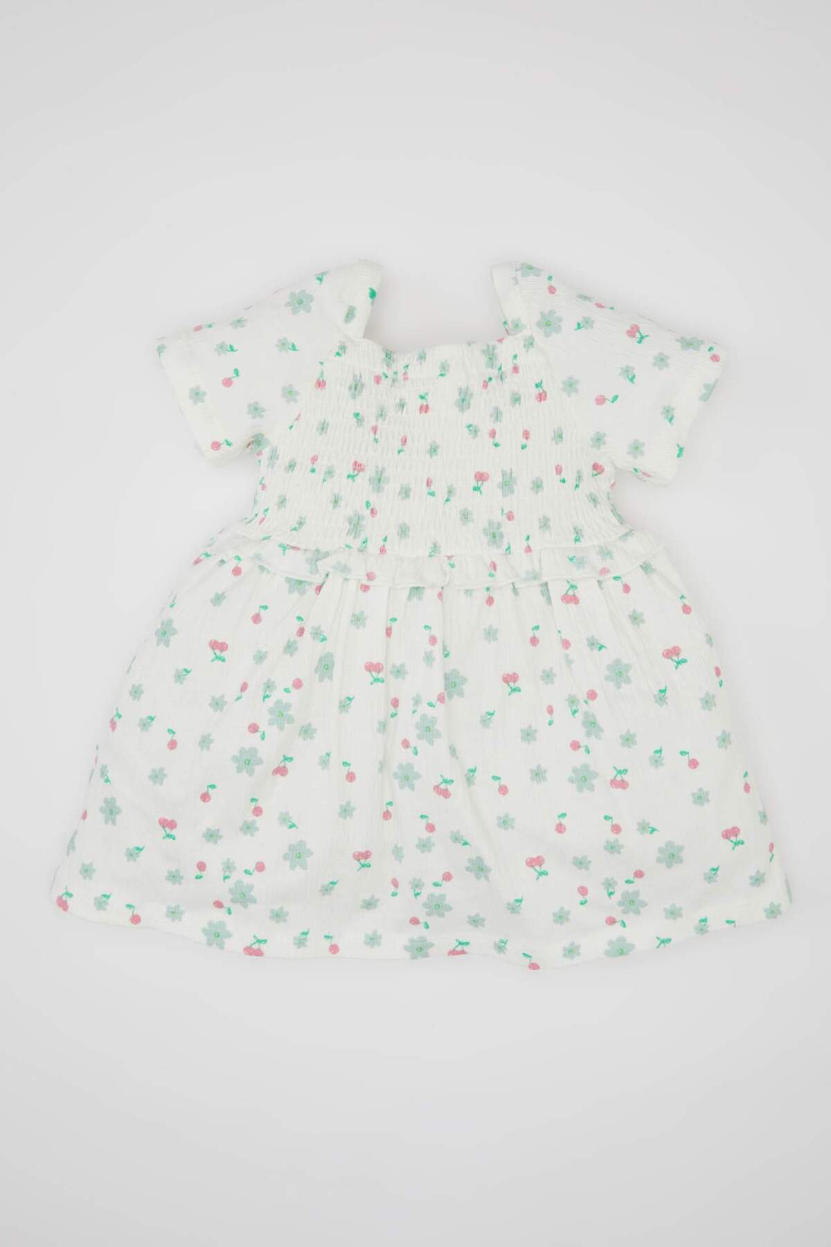 Defacto Çiçekli Kısa Kollu Elbise Kız Bebek C4500A524SM fotoğrafı 5 (önizleme)