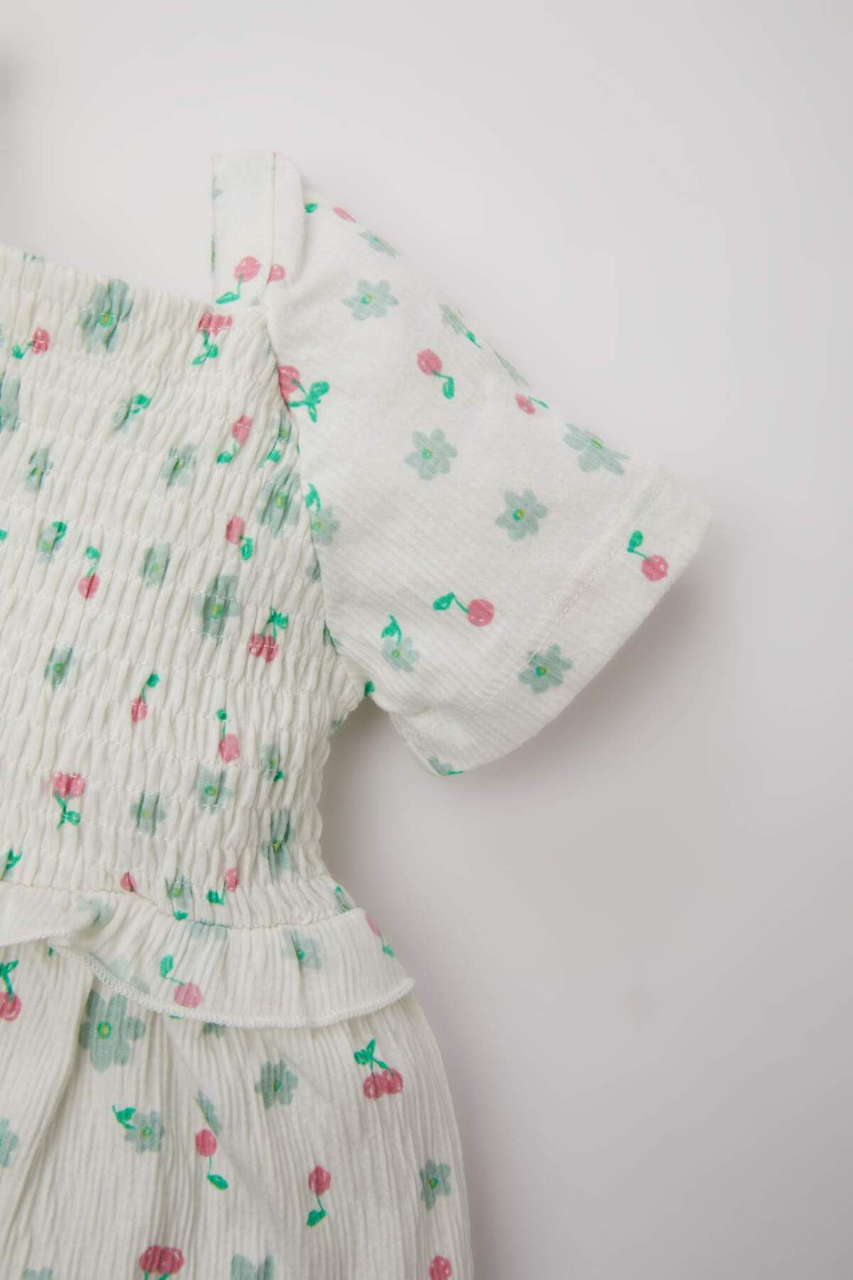 Defacto Çiçekli Kısa Kollu Elbise Kız Bebek C4500A524SM fotoğrafı 3 (önizleme)