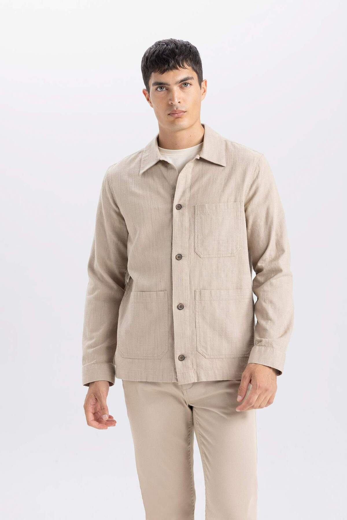 DeFacto Regular Fit Polo Yaka Pamuklu Cepli Gömlek B4131AX24SP