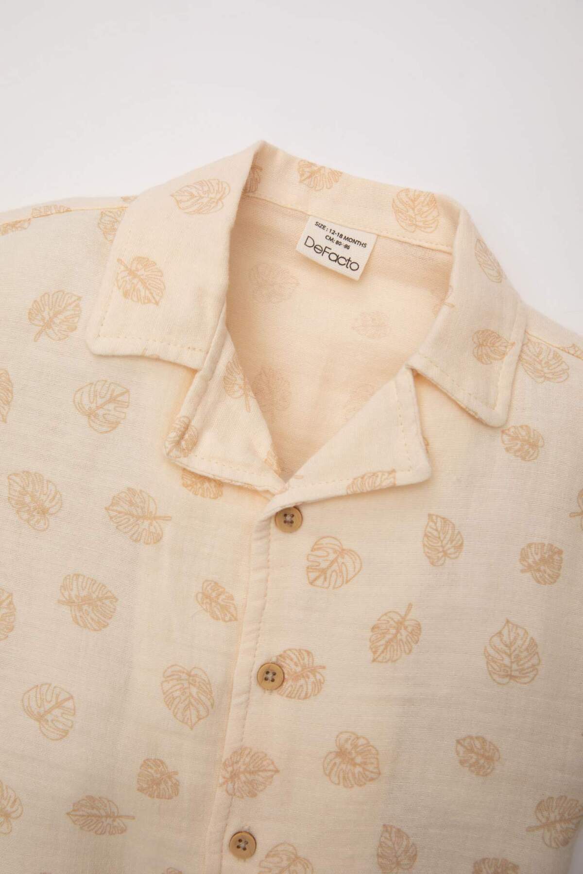 Defacto Erkek Bebek 2li Takım Müslin Desenli Kısa Kollu Gömlek Şort C5251A524SM fotoğrafı 3 (önizleme)