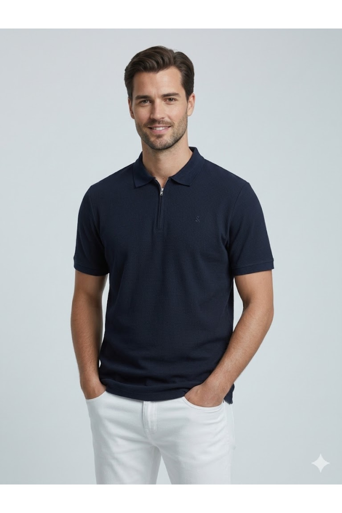 پیراهن پولو مردانه سرمه‌ای با لوگوی گلدوزی شده جک اند جونز پولوشرت Jack & Jones
