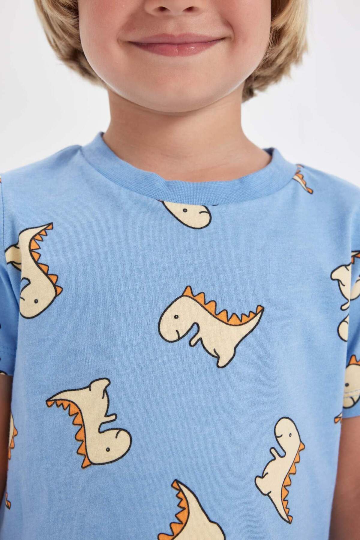 Defacto Erkek Bebek Pijama Takımı Dinazor Baskılı Penye Kısa Kollu Üst Şort C1997A524HS fotoğrafı 4 (önizleme)