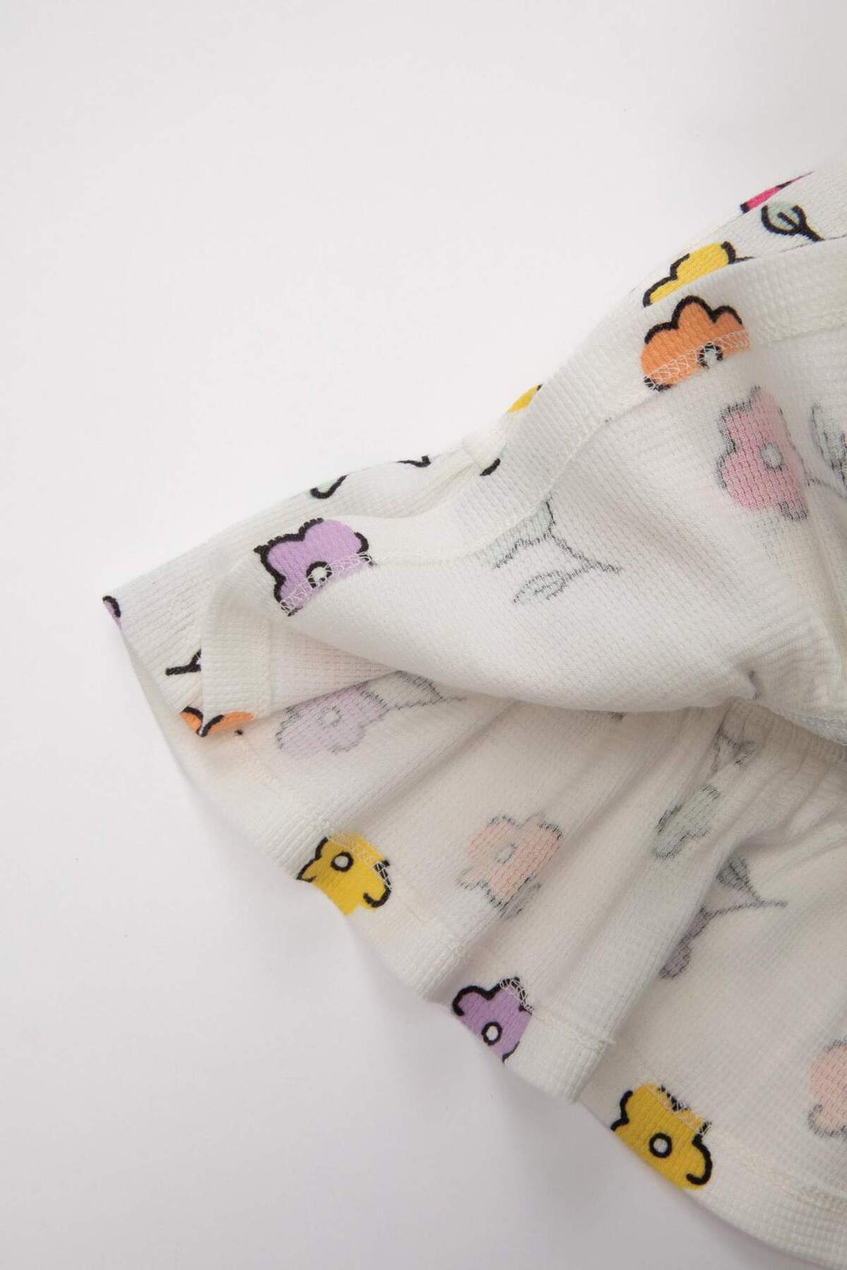 Defacto Çiçekli Kısa Kollu Waffle Elbise Kız Bebek C4492A524SM fotoğrafı 7 (önizleme)