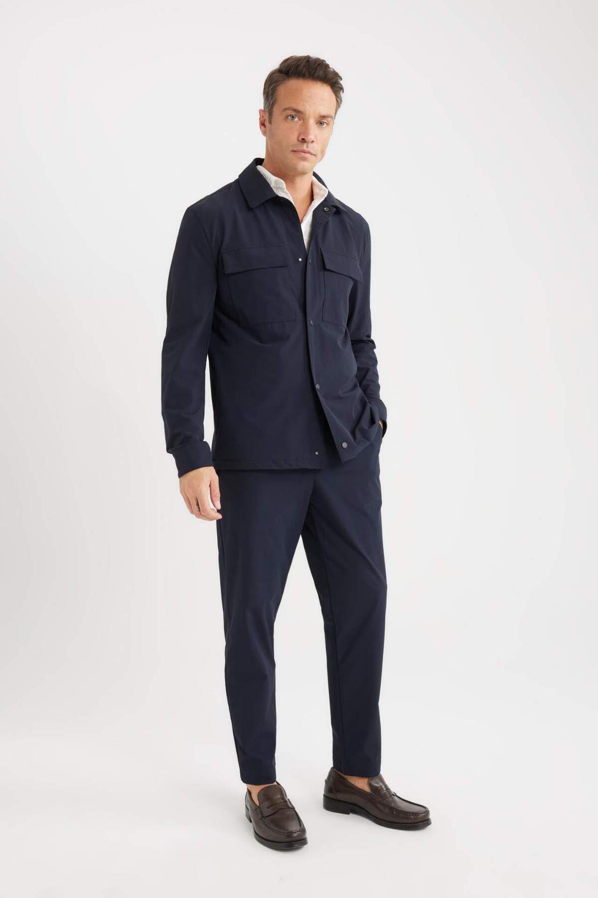 Defacto  Regular Fit Polo Yaka Çıtçıt Kapamalı Cepli Teknik Gömlek Ceket B7396AX24SP - Görsel 2