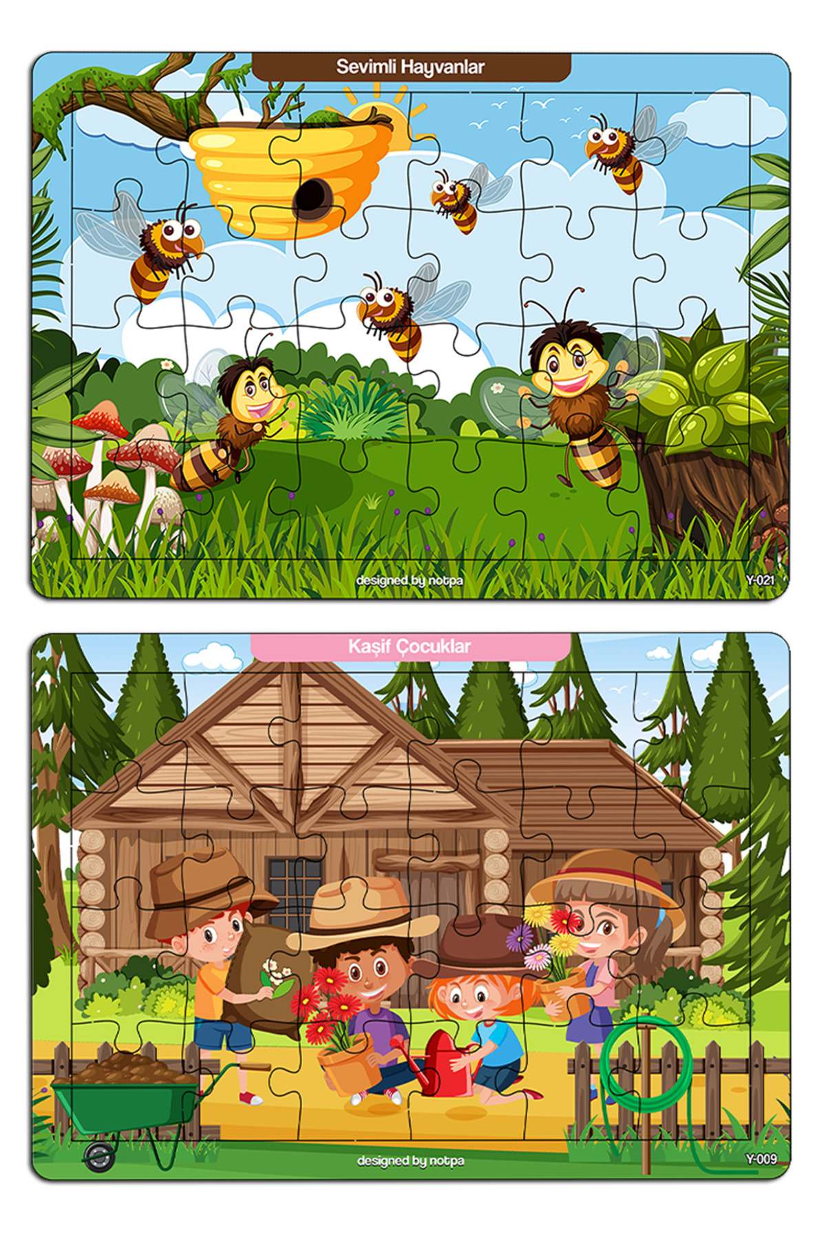 kutuTR Notpa Çocuklar İçin 24 Parça Eğitici Ve Öğretici Ahşap Renkli Puzzle 4lü Set 1 fotoğrafı 2 (önizleme)