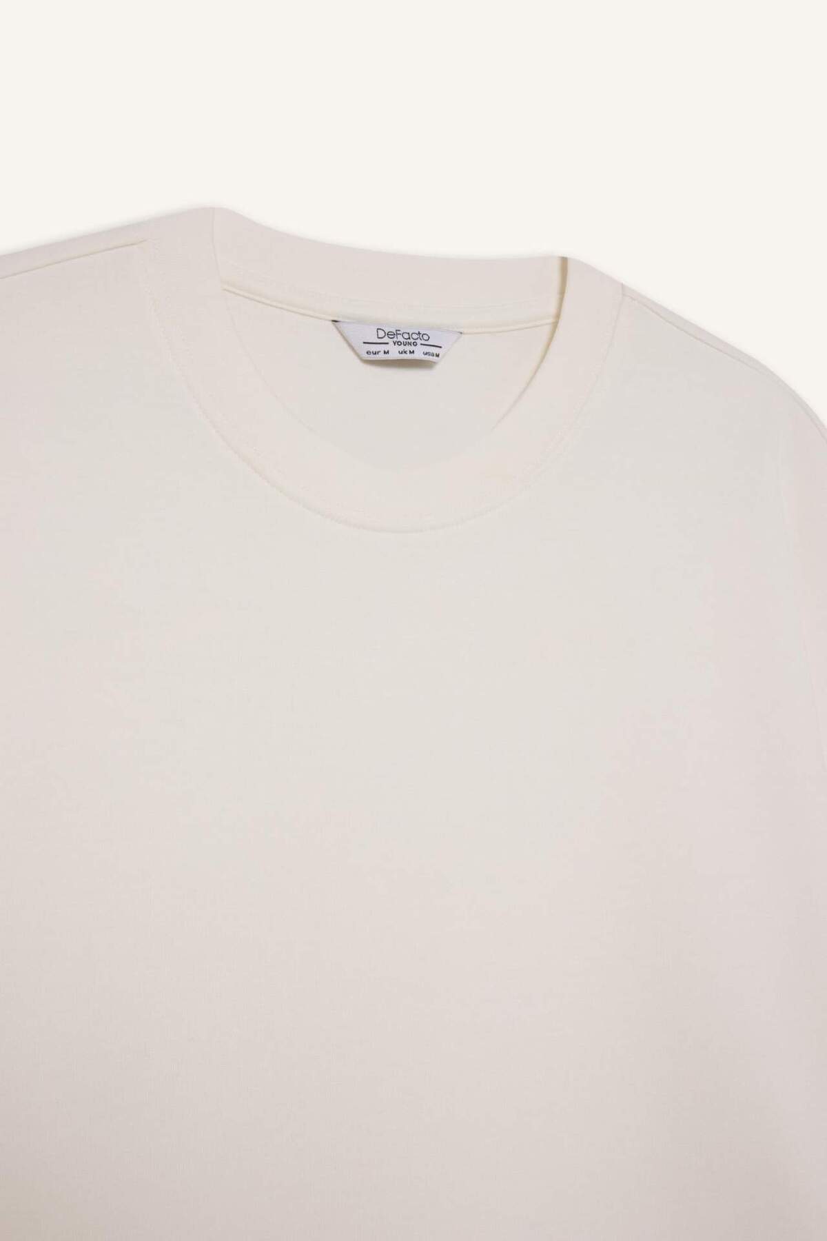 Defacto  Loose Fit Bisiklet Yaka Kısa Kollu Ağır Kumaş Basic Düz Tişört B4844AX23WN - Görsel 7