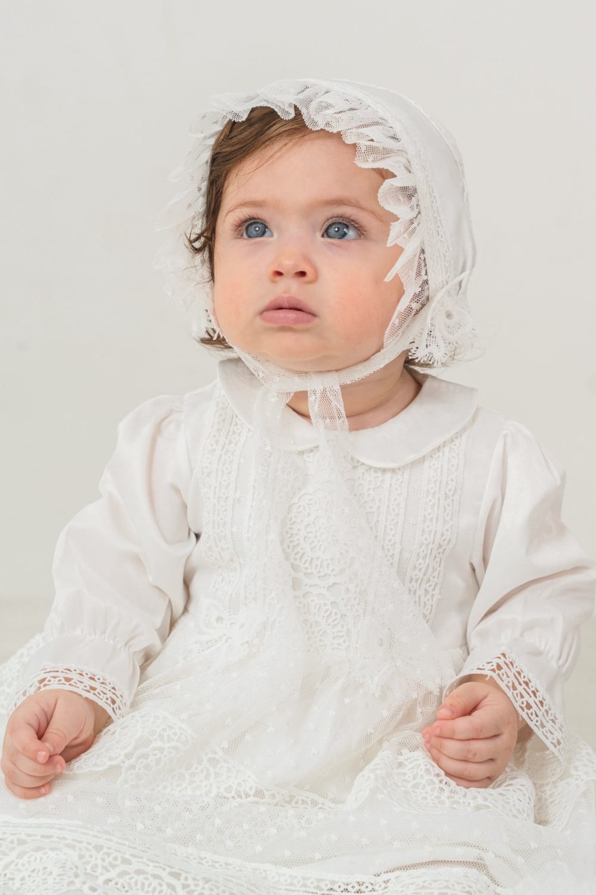 Panfilia Kız Bebek Güpürlü / Dantelli 4'lü Mevlüt Düğün Elbise Seti fotoğrafı 3 (önizleme)