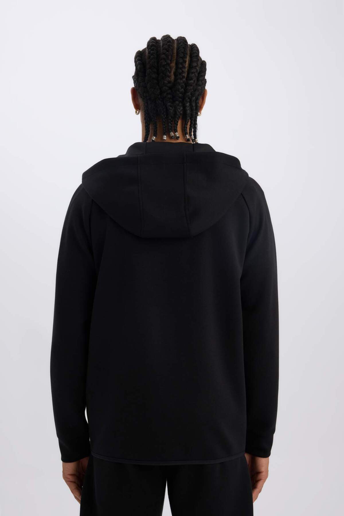 DeFacto Slim Fit Kapüşonlu Skuba Dalgıç Kumaş Fermuarlı Sporcu Sweatshirt A6956AX23AU görsel 7