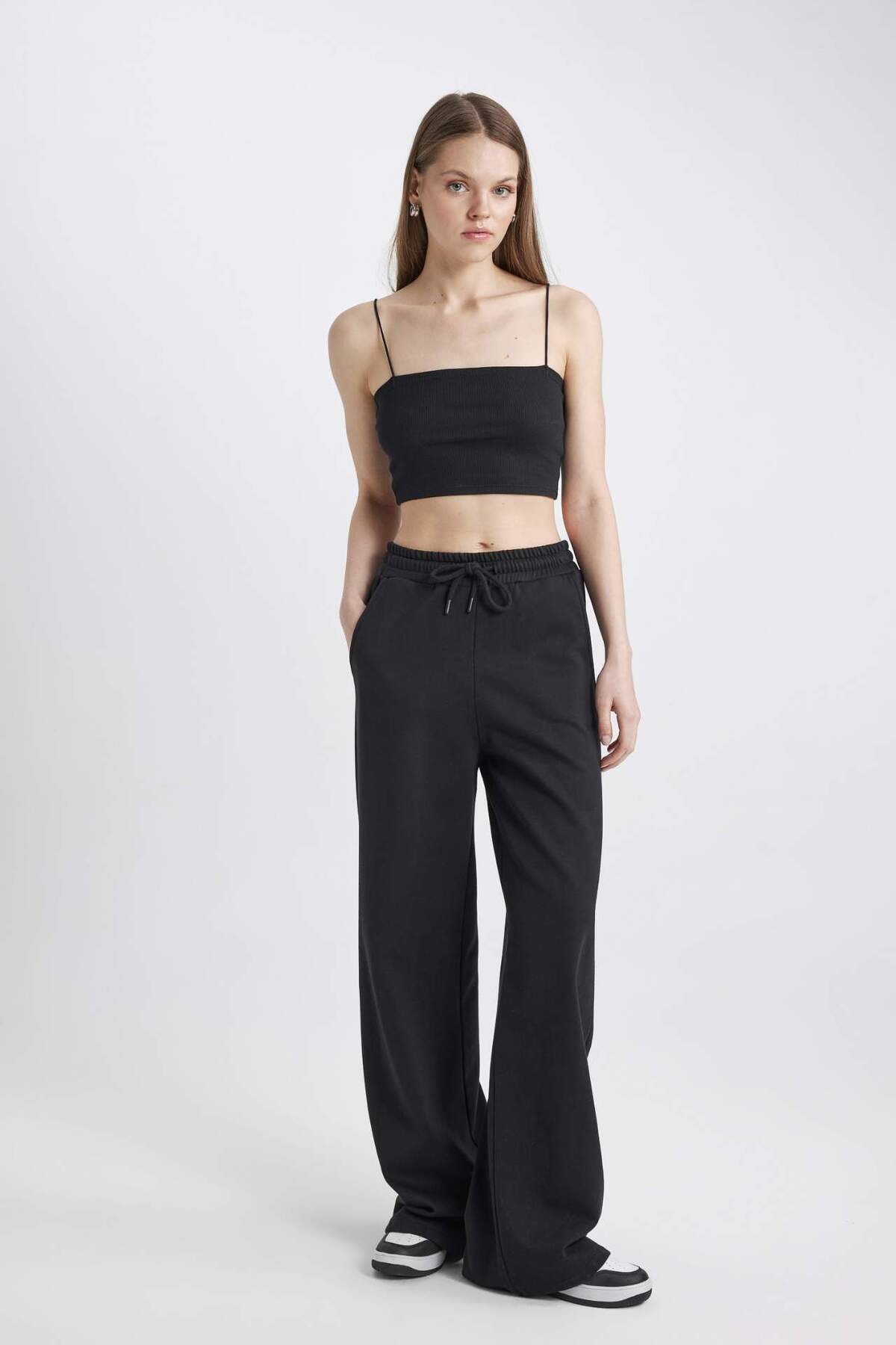 Defacto  Wide Leg Geniş Bol Paça Beli Lastikli Eşofman Altı Kız Çocuk C1180A825SM - Görsel 3