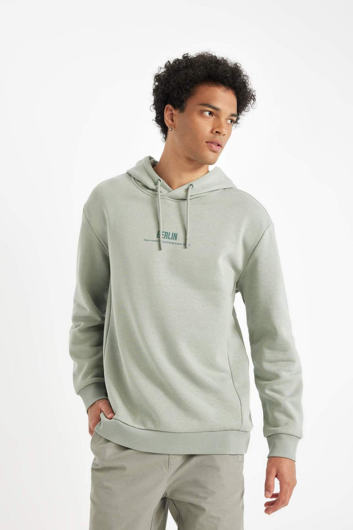 DeFacto Relax Fit Kapüşonlu Baskılı Sweatshirt Y9652AZ23WN görsel 4