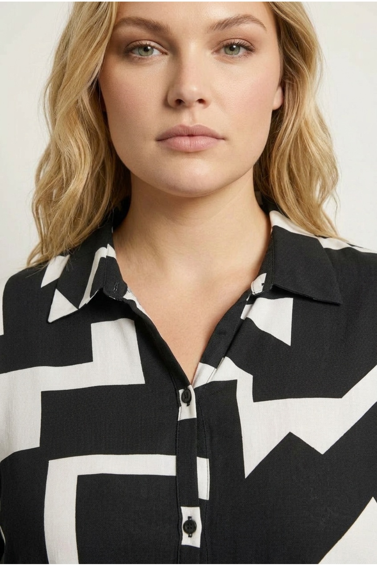 Stil Diva  Büyük Beden Uzun Kollu Soyut Desenli Uzun Gömlek 304106 - Görsel 5