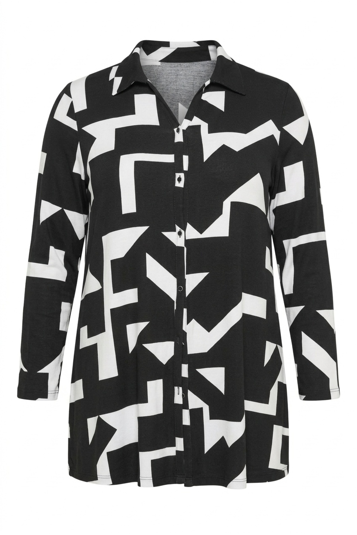 Stil Diva  Büyük Beden Uzun Kollu Soyut Desenli Uzun Gömlek 304106 - Görsel 7