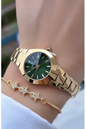 Daniel Klein Orijinal Kadın Kol Saati Altın Yeşil Renk Yeni Sezon Bileklik He...