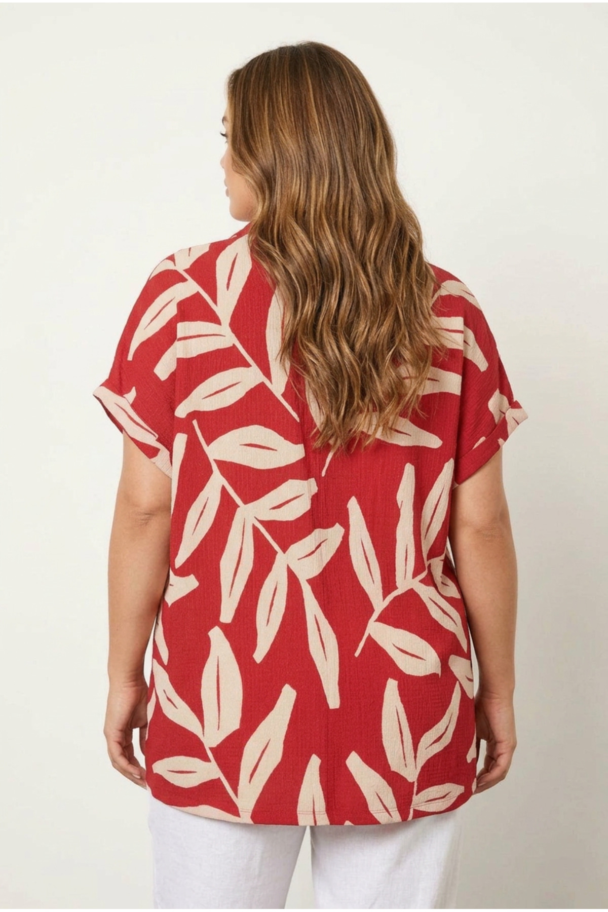 Stil Diva  Büyük Beden Kısa Kollu Desenli Düğmeli Gömlek 321827 - Görsel 6