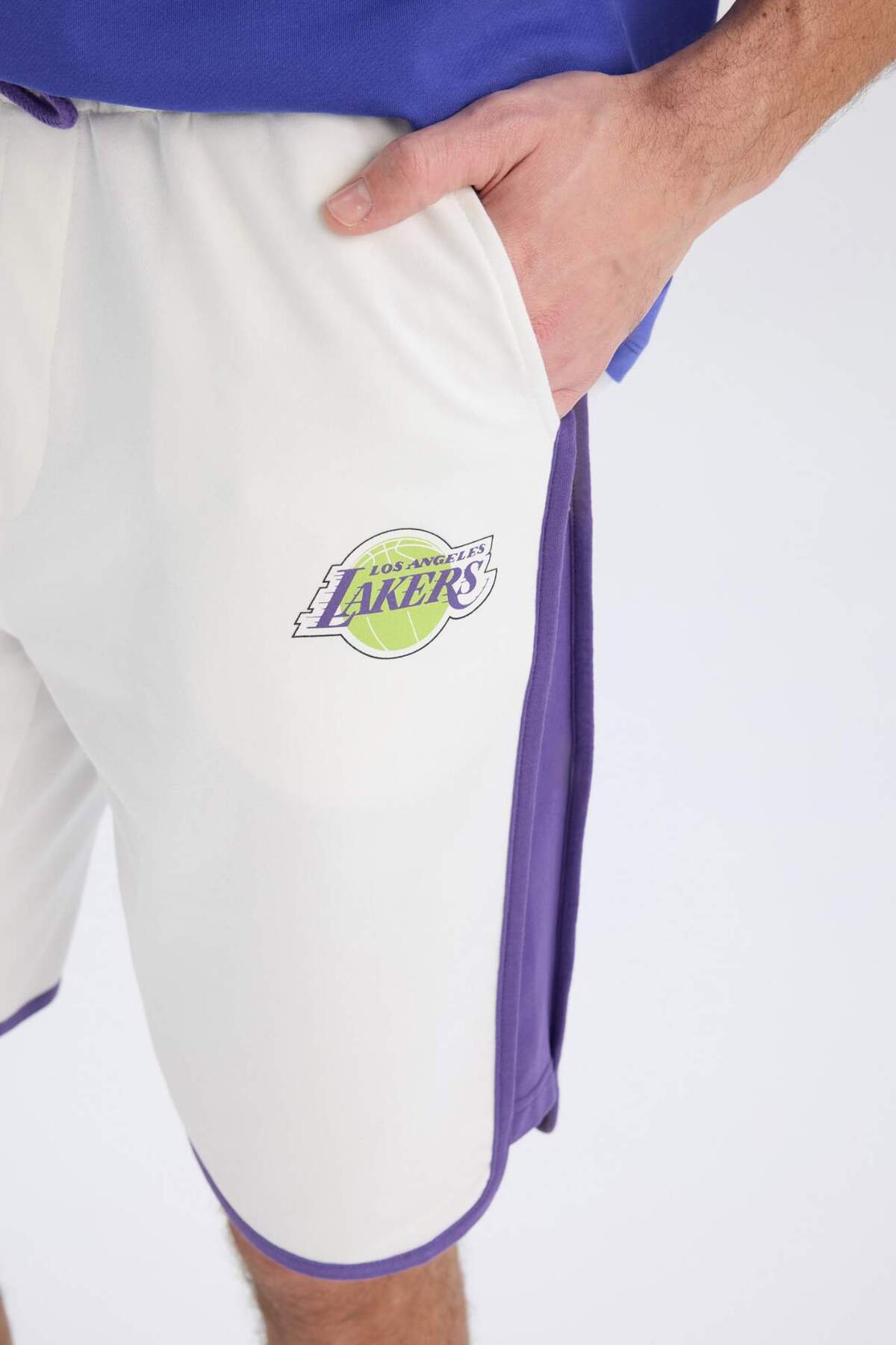 Defacto  DeFactoFit NBA Los Angeles Lakers Pamuklu Penye Şort W9811AZ22SM - Görsel 6