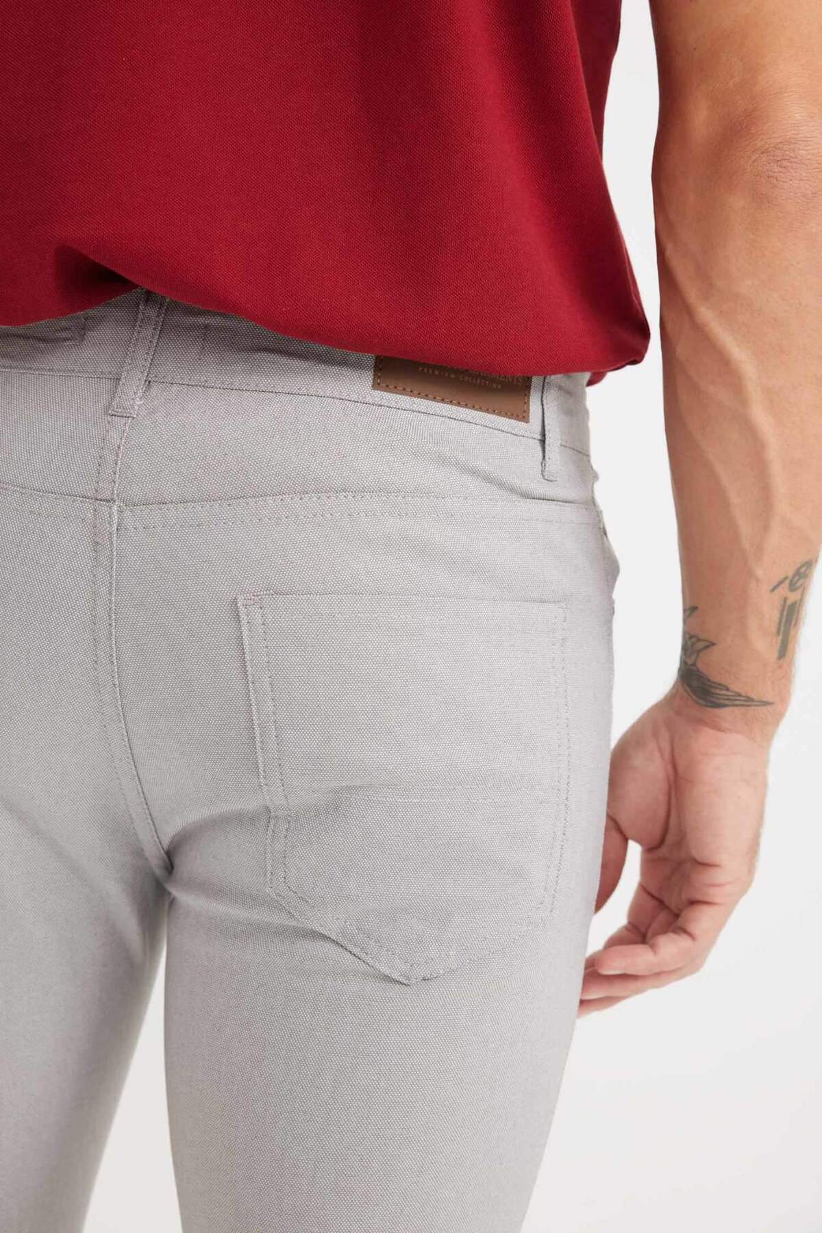 DeFacto Yazlık Chino Kanvas Dokulu Pantolon Slim Fit Dar Kesim Cepli Dar Paça T1055AZ21SP görsel 6