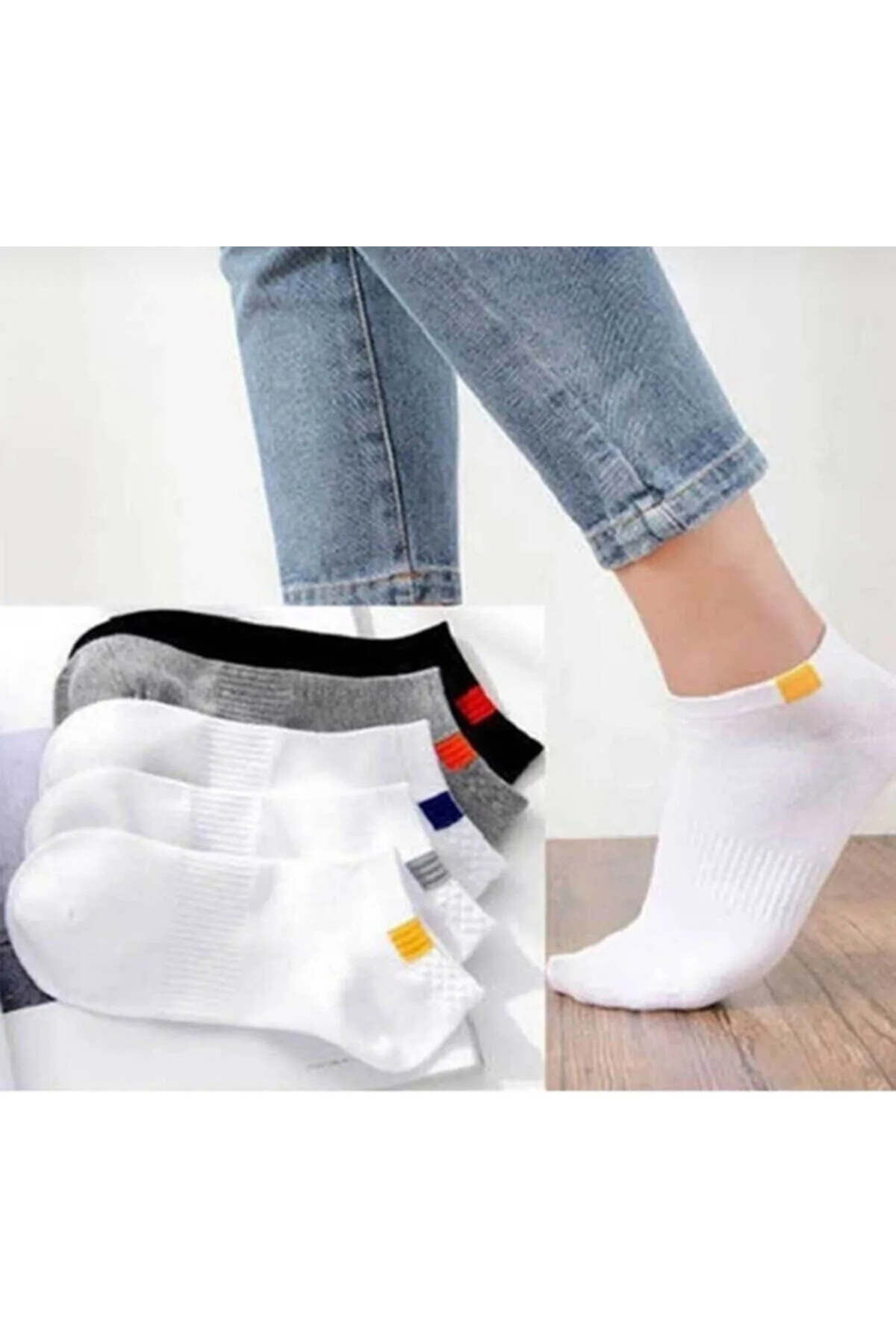 HANKARAYEL Unisex Pamuklu Spor & Bilek Çorap Seti 5 Çift