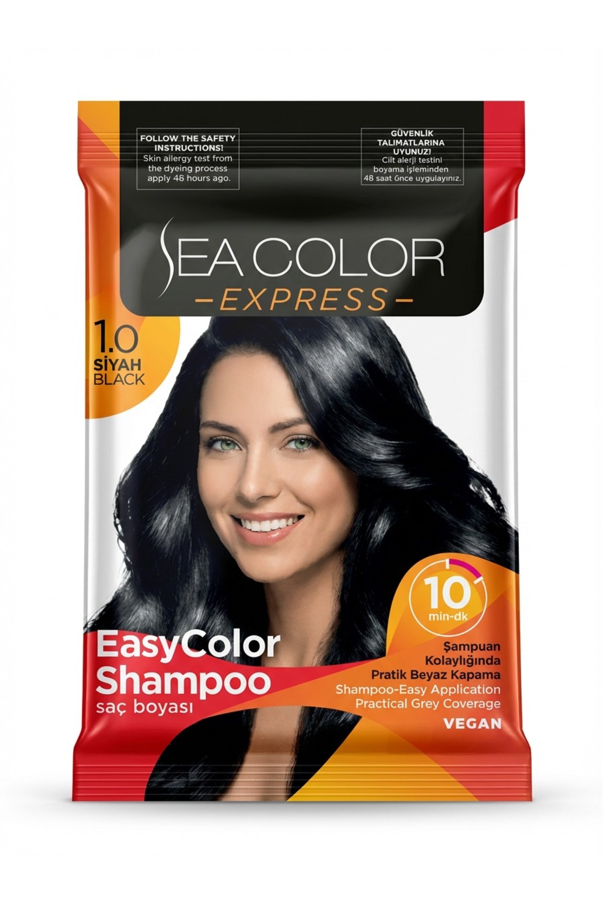 Sea Color رنگ موی شامپویی بدون آمونیاک اکسپرس، رنگ کردن آسان مو با شامپو ۱.۰ مشکی — مشکی expressboya1