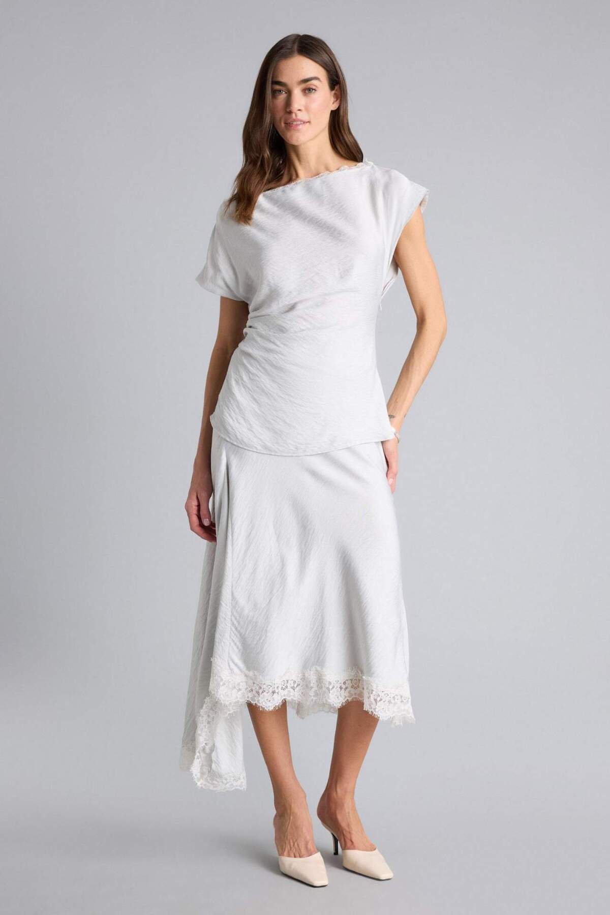 Defacto  Fıtted Kayık Yaka Kısa Kollu Bluz H2052AX26SP - Görsel 2