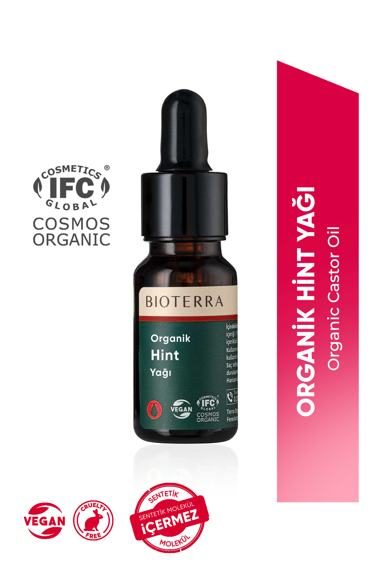 Bioterra Organik Hint Yağı 10 ml - Saç, Kaş Ve Kirpik Bakımı Için Saf Castor Oil — 700 84 107