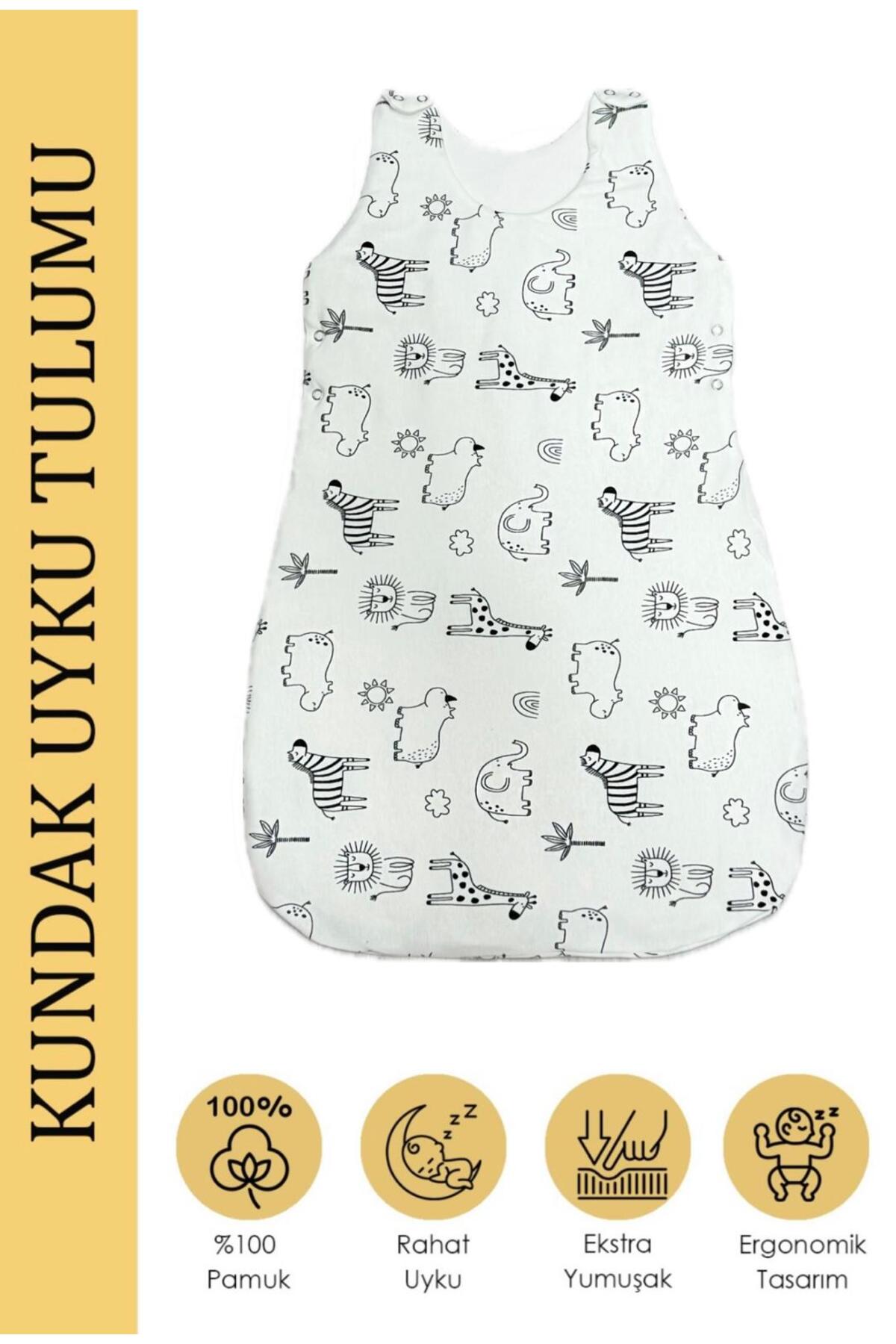 Lumos Trade Yenidoğan Bebek Organik Soft Safari Kundak Uyku Tulumu 0-6 Ay - Önlük Hediyeli fotoğrafı 2 (önizleme)