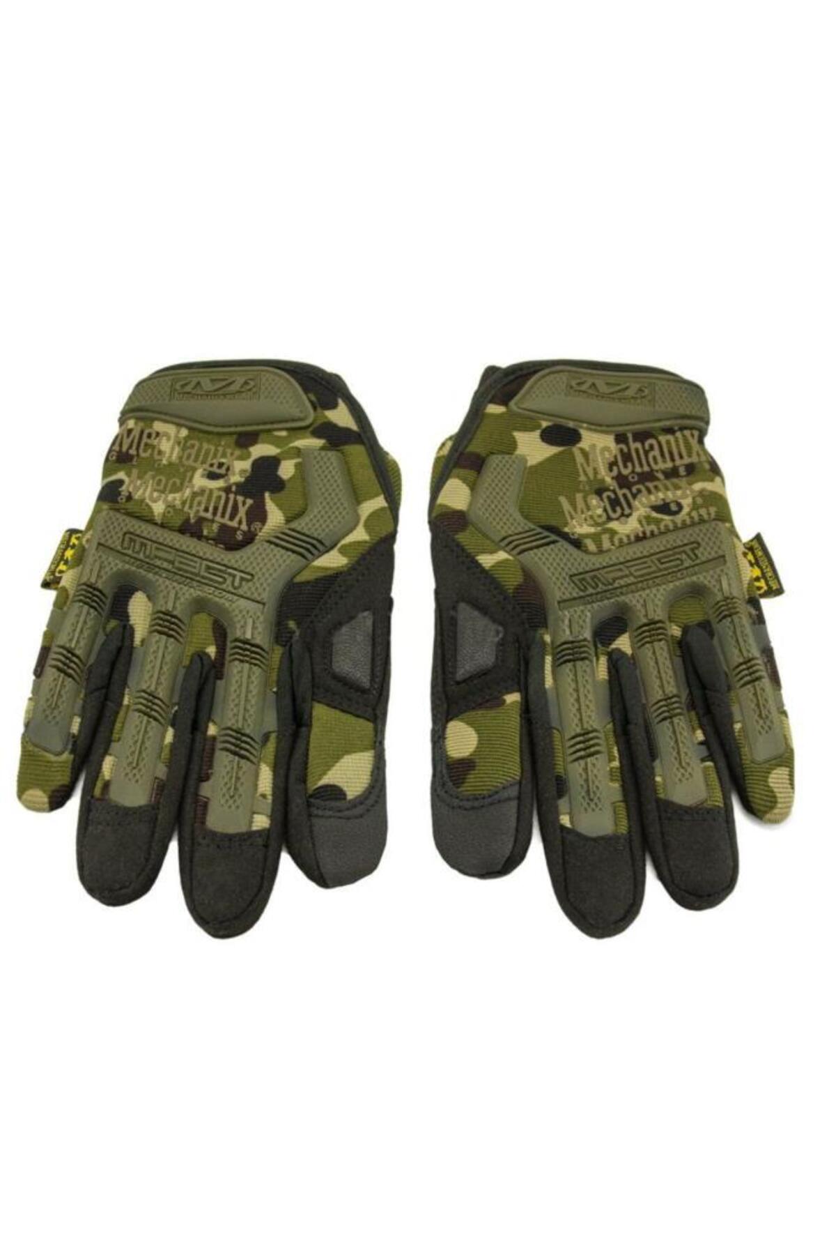 MECHANIX  Taktikal, Iş Güvenliği, Asker, Polis, Motosiklet Dayanıklı Dokunmatik Eldiven Kamuflaj
