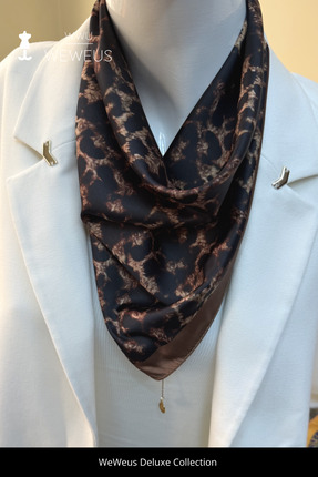 Weweus Leopar Desen Saten Lüks Bandana Fular