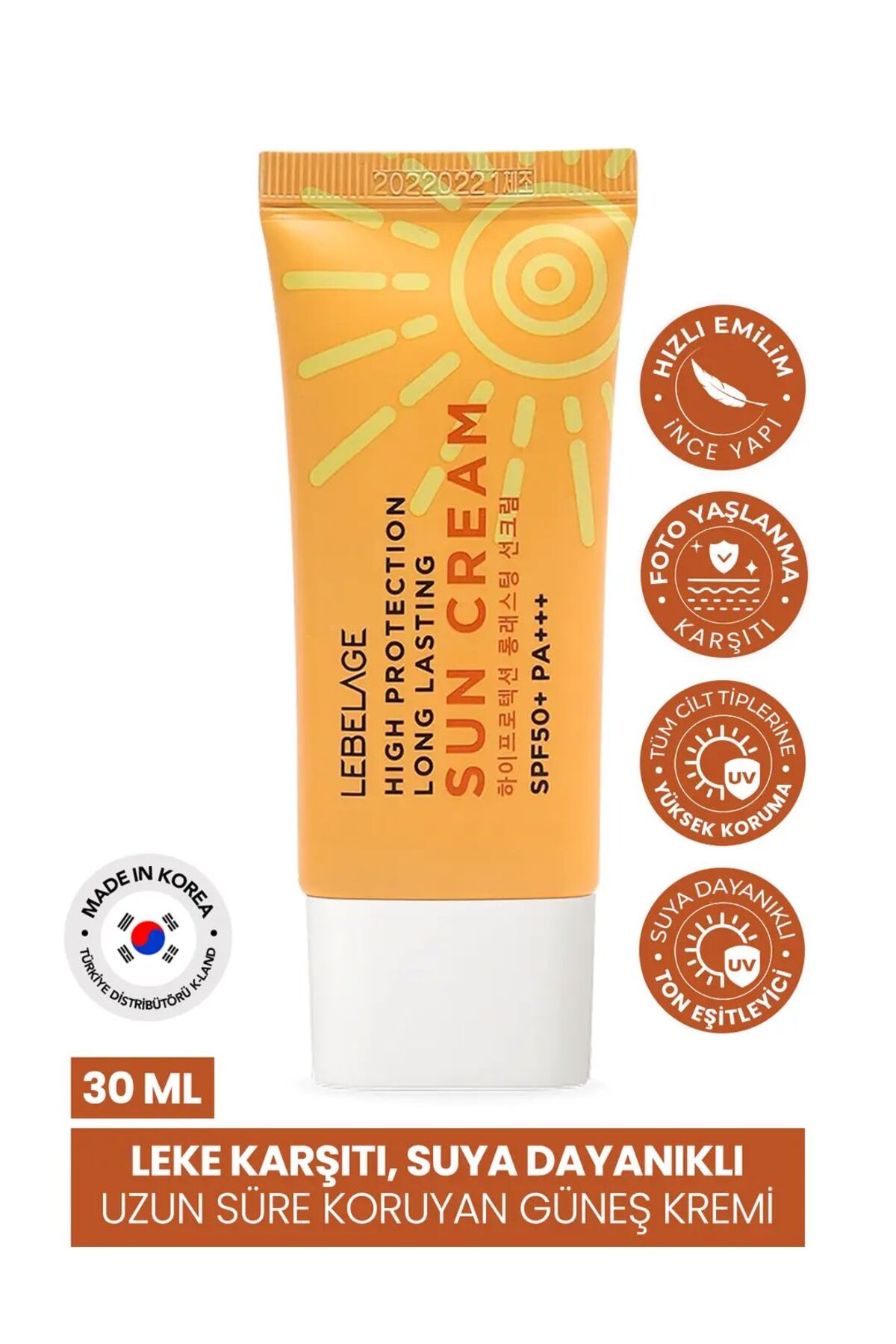 LEBELAGE Leke Karşıtı, Suya Dayanıklı Uzun Süre Koruyan Güneş Kremi Spf 50 + Pa +++ 8809317114545, one size