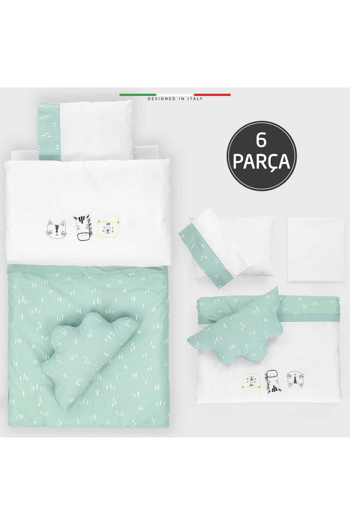 Elele EleleLife Rain 6 Parça Oyun Parkı Park Yatak Bebek Uyku Seti Mint fotoğrafı 3 (önizleme)