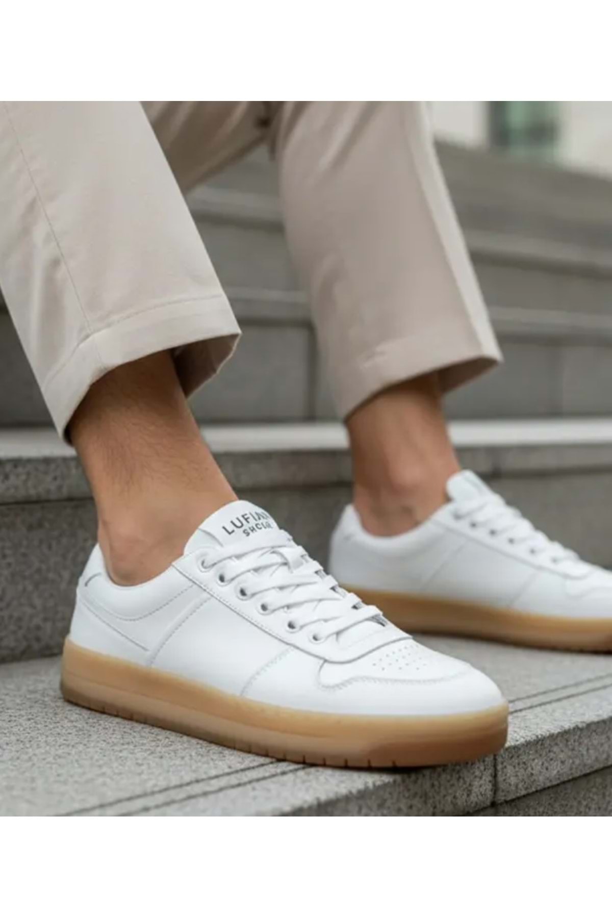 Lufian  111230257 Omar Sneaker Erkek Deri Ayakkabı BEYAZ