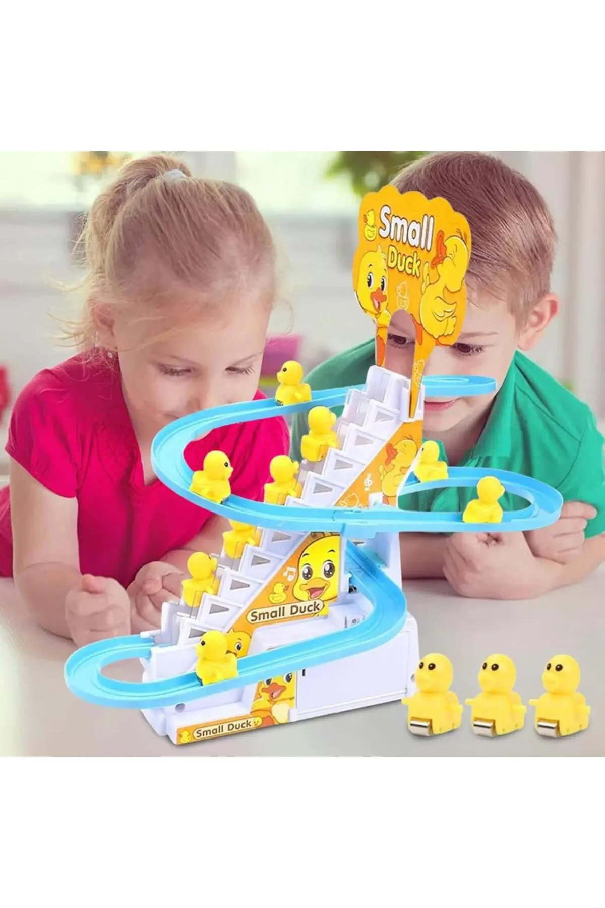 u-toys Small Duck 3 Ördekli Müzikli Işıklı Kaydıraklı Merdiven Çıkan Dön Dolaş Tırmanan Ördekler Oyuncak fotoğrafı 6 (önizleme)