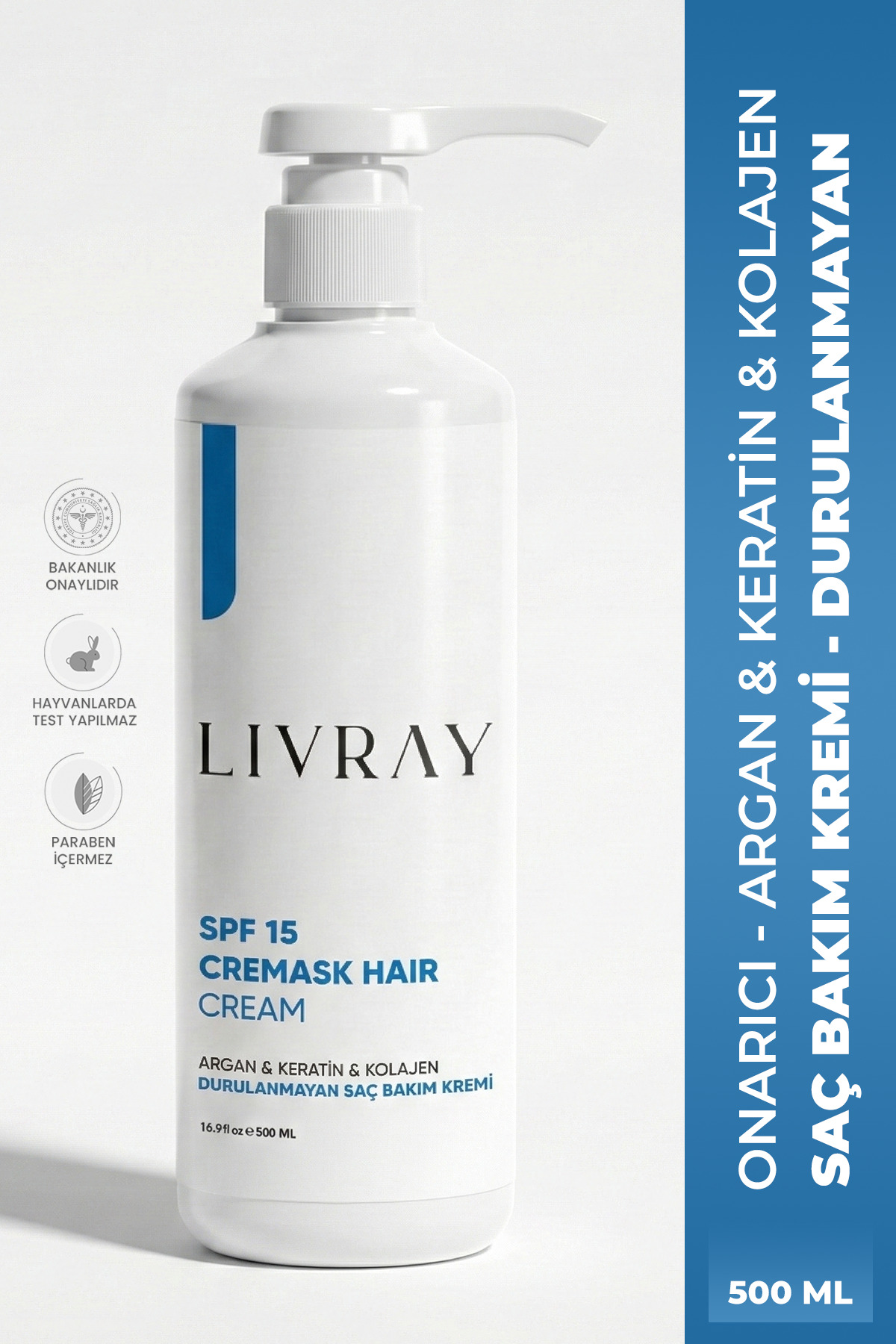 Livray Yoğun Bakım Durulanmayan Saç Bakım Kremi (500 ML) — 8699211801869