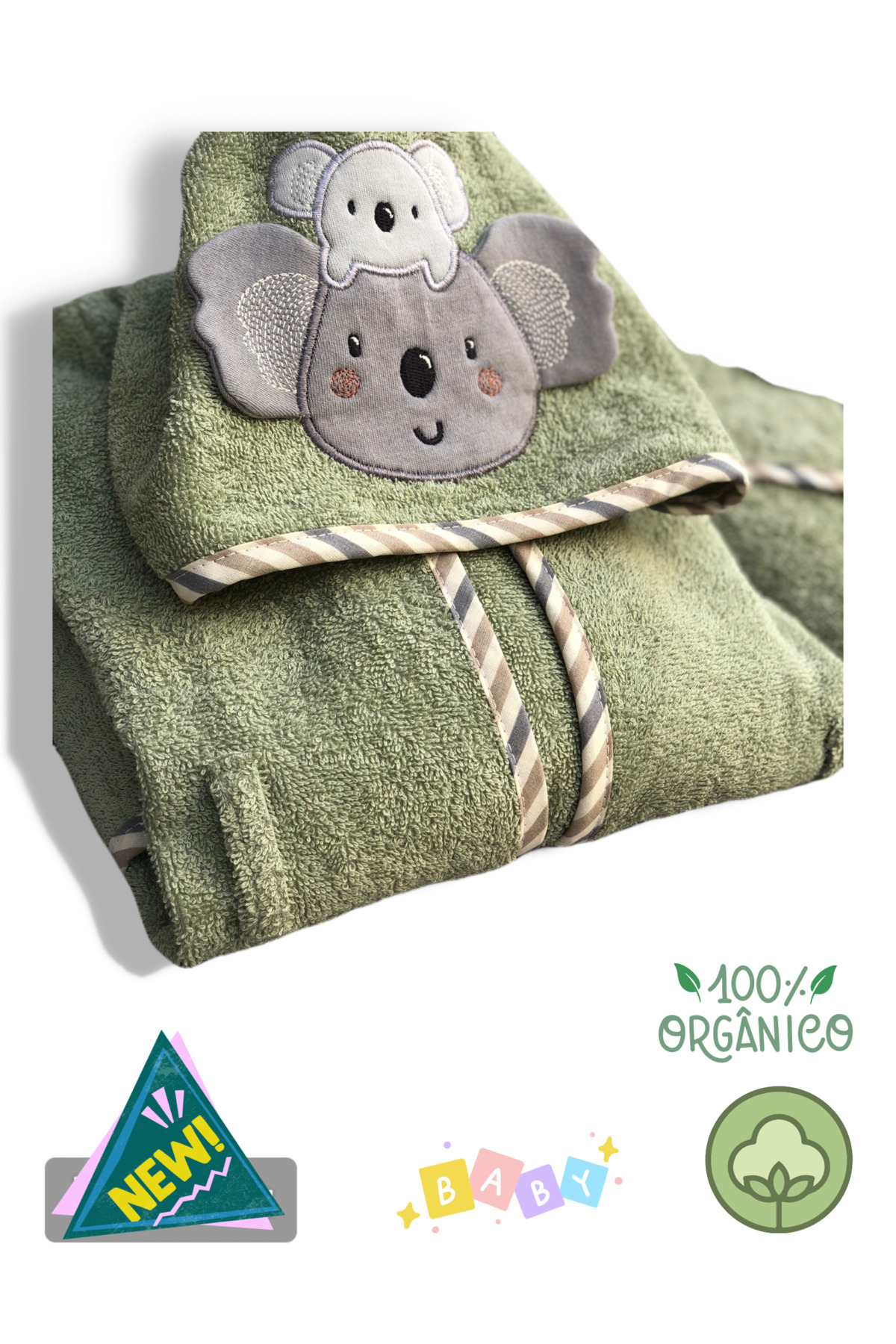 zera collection Bebek bornoz Kapişonlu & Bebek Havlu Set %100 organic pamuk ( 1-3 yaş ) Kız ve Erkek Bebek fotoğrafı 3 (önizleme)