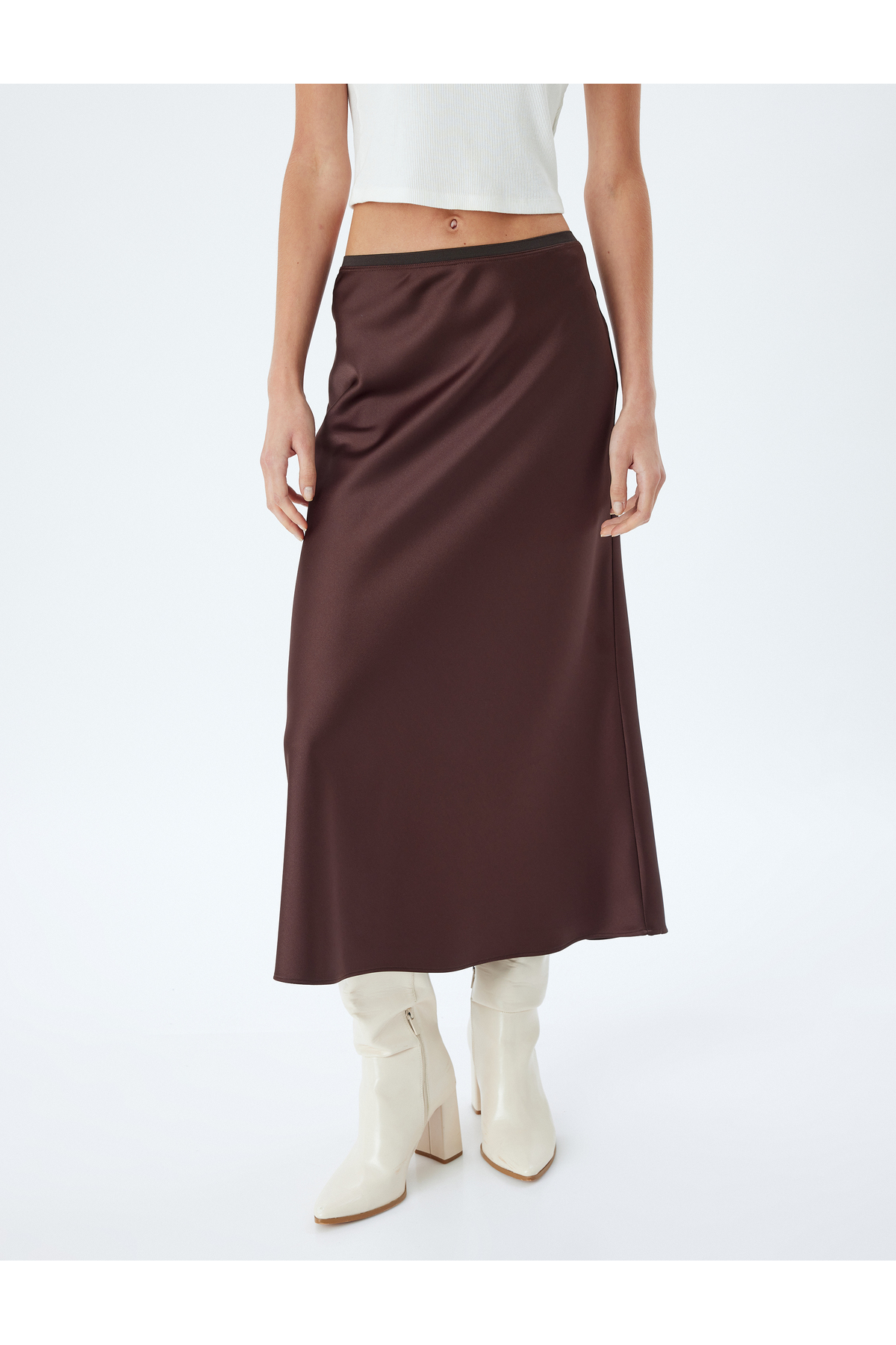 Koton  Midi Boy Saten Etek A Kesim Slim Fit - Görsel 3